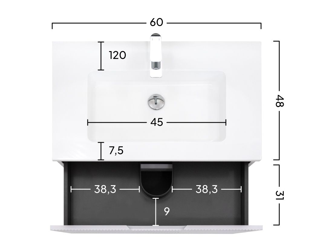 Badmöbelset Tália Modular – Weißer Resin-Waschtisch, Wandhängender Schrank, Rundspiegel & Seitenmodul (60/80/100 cm) 60 cm Badmöbelset Tália Modular – Weißer Resin-Waschtisch, Wandhängender Schrank, Rundspiegel & Seitenmodul (60/80/100 cm) 60 cm