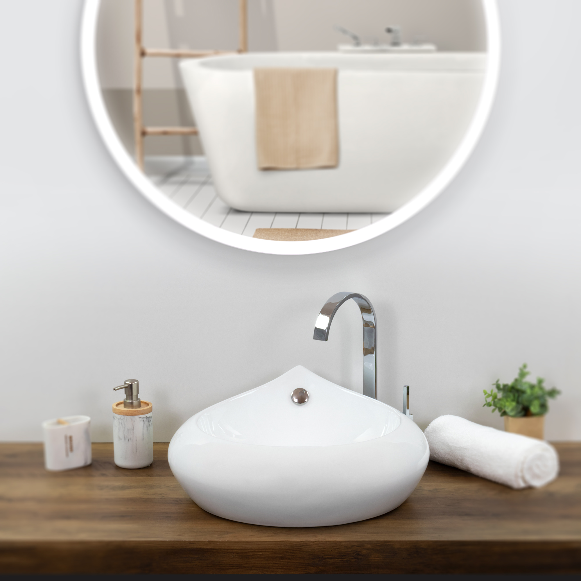 Design Keramik Waschbecken Reno in Weiß