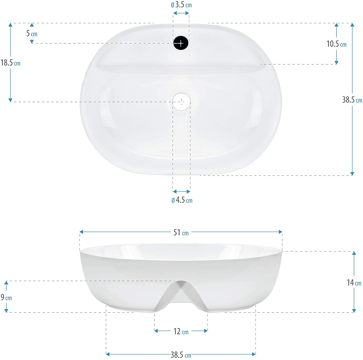 Waschbecken Alento Design in Weiß - 3 Größen
