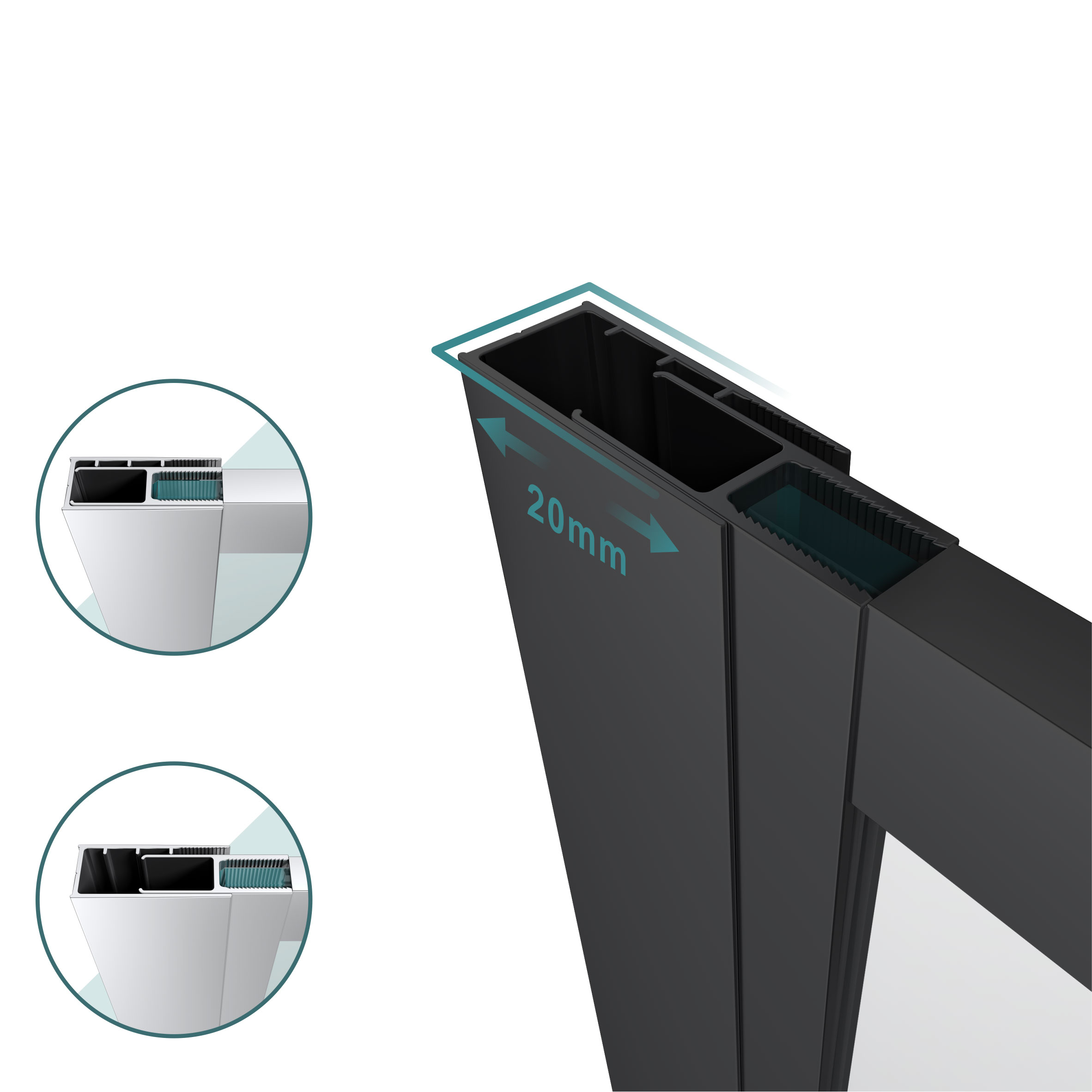 Walk In Dusche Gianna BLACK aus 8 mm starkem durchsichtigem ESG Sicherheitsglas Walk In Dusche Gianna-R BLACK aus 8 mm starkem durchsichtigem ESG Sicherheitsglas