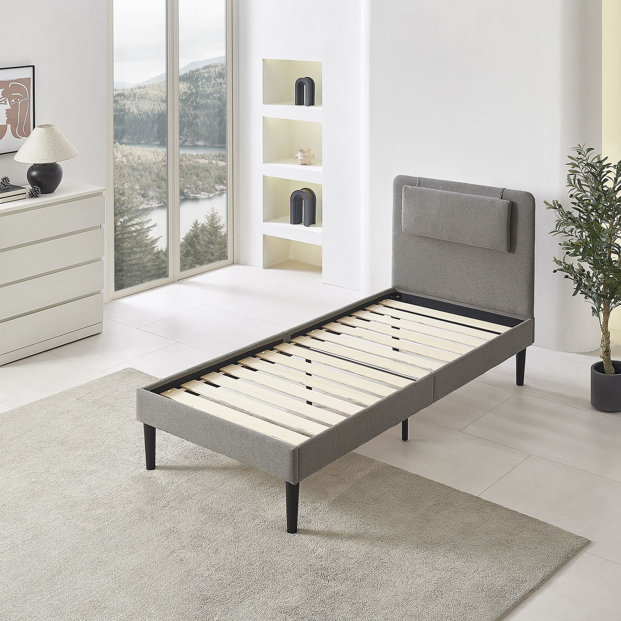 Design Polsterbettt Emily in Beige 90cm-200cm