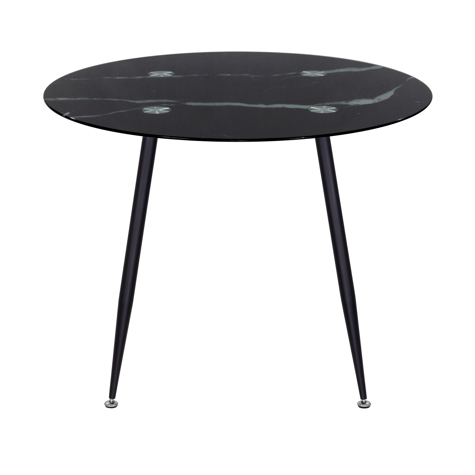 Esszimmer-Tisch CORIN | Tischplatte: Glas in schwarzer Marmor Optik | Beine: Schwarz CORIN – Esszimmer-Tisch | Tischplatte: Glas in schwarzer Marmor Optik | Beine: Schwarz