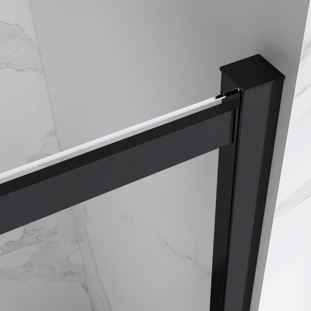 Duschtür Nischentür Kaylee DD Black mit Schiebetür aus 6mm ESG Klarglas 140x195 cm-195 cm