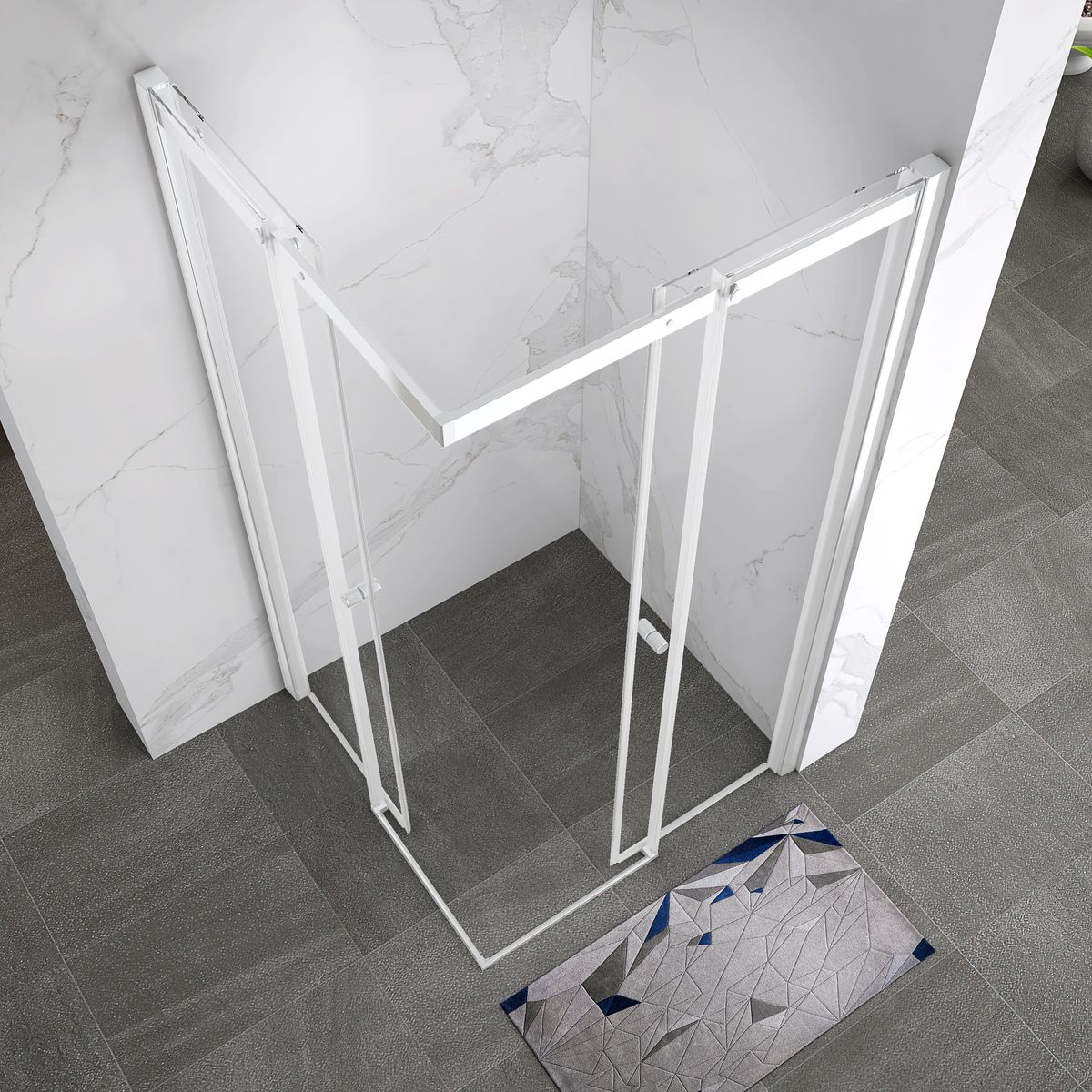 Corner Entry Kaylee WHITE with Sliding Doors made of ESG Safety Glass