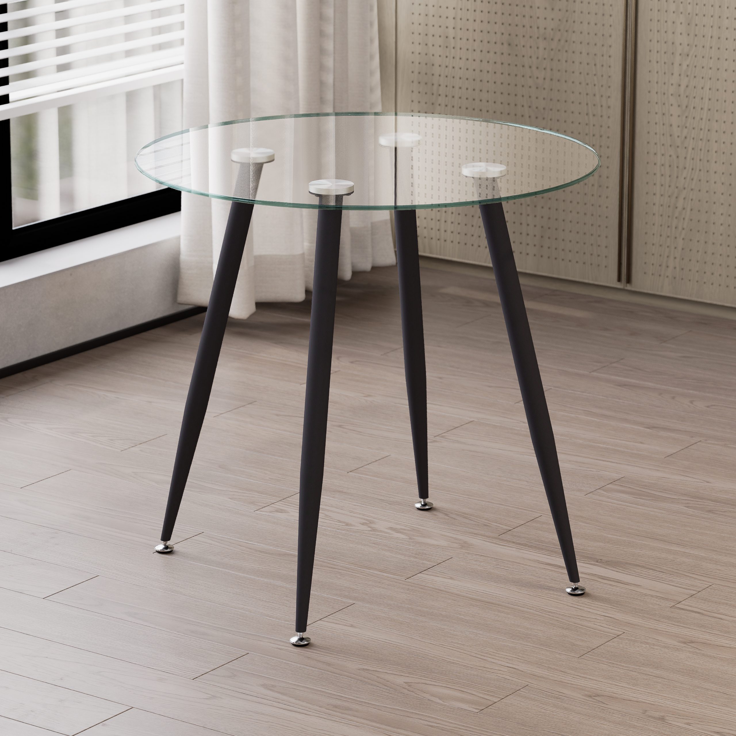 CORIN – Esszimmer-Tisch | Tischplatte: Transparentes Glas | Beine: Schwarz
