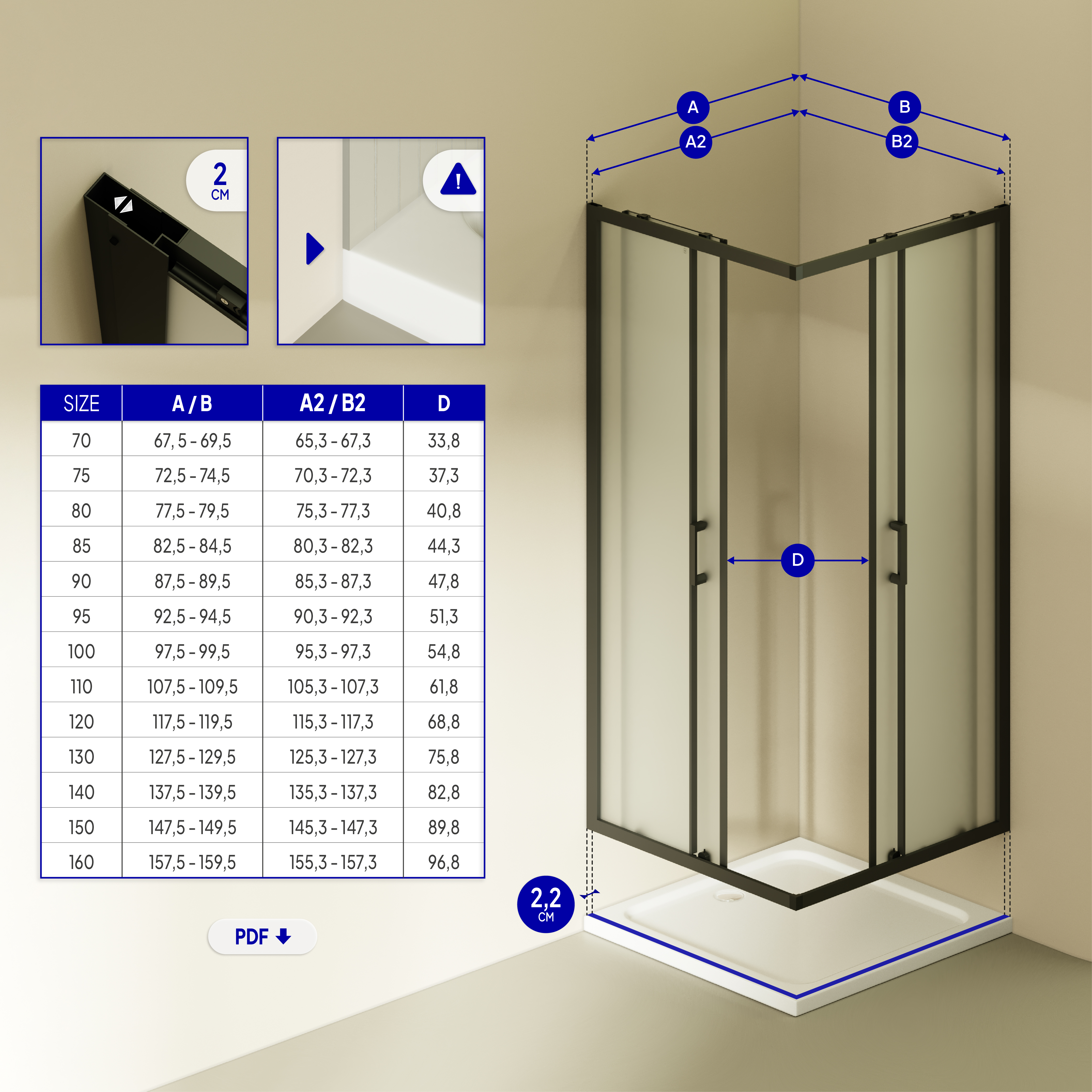 Eckeinstieg Danielle mit Schiebetüren aus satiniertem ESG Sicherheitsglas Eckeinstieg Danielle mit Schiebetüren aus satiniertem ESG Sicherheitsglas