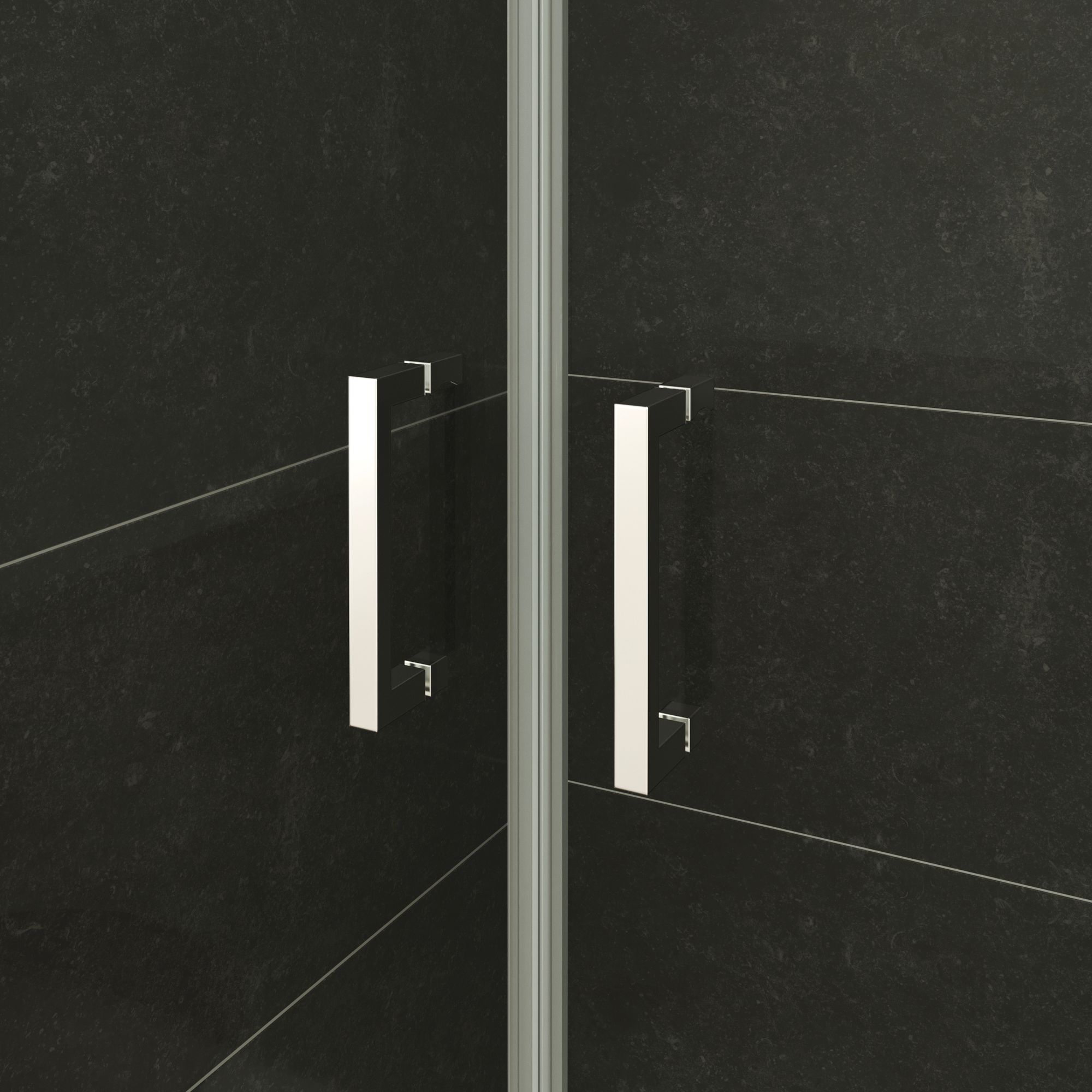 Shower Door Lara with Hinged Doors and Stainless Steel Handles, 68-104 cm, made of ESG Safety Glass Shower Door Lara with Hinged Doors and Stainless Steel Handles, 68-104 cm, made of ESG Safety Glass