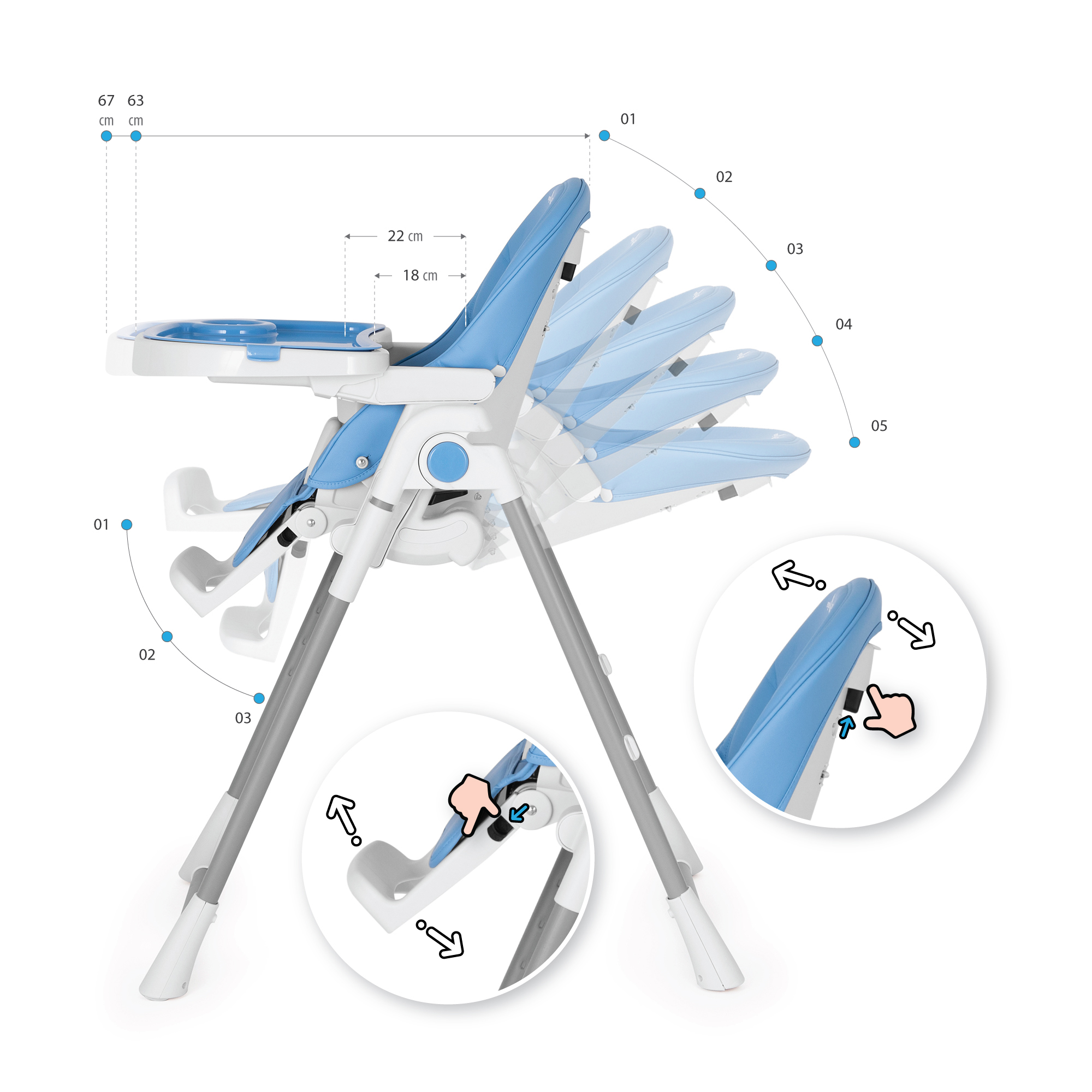 Child High Chair TANELI - Adjustable Baby Chair, Foldable with Play Arch Child High Chair TANELI - Adjustable Baby Chair, Foldable with Play Arch