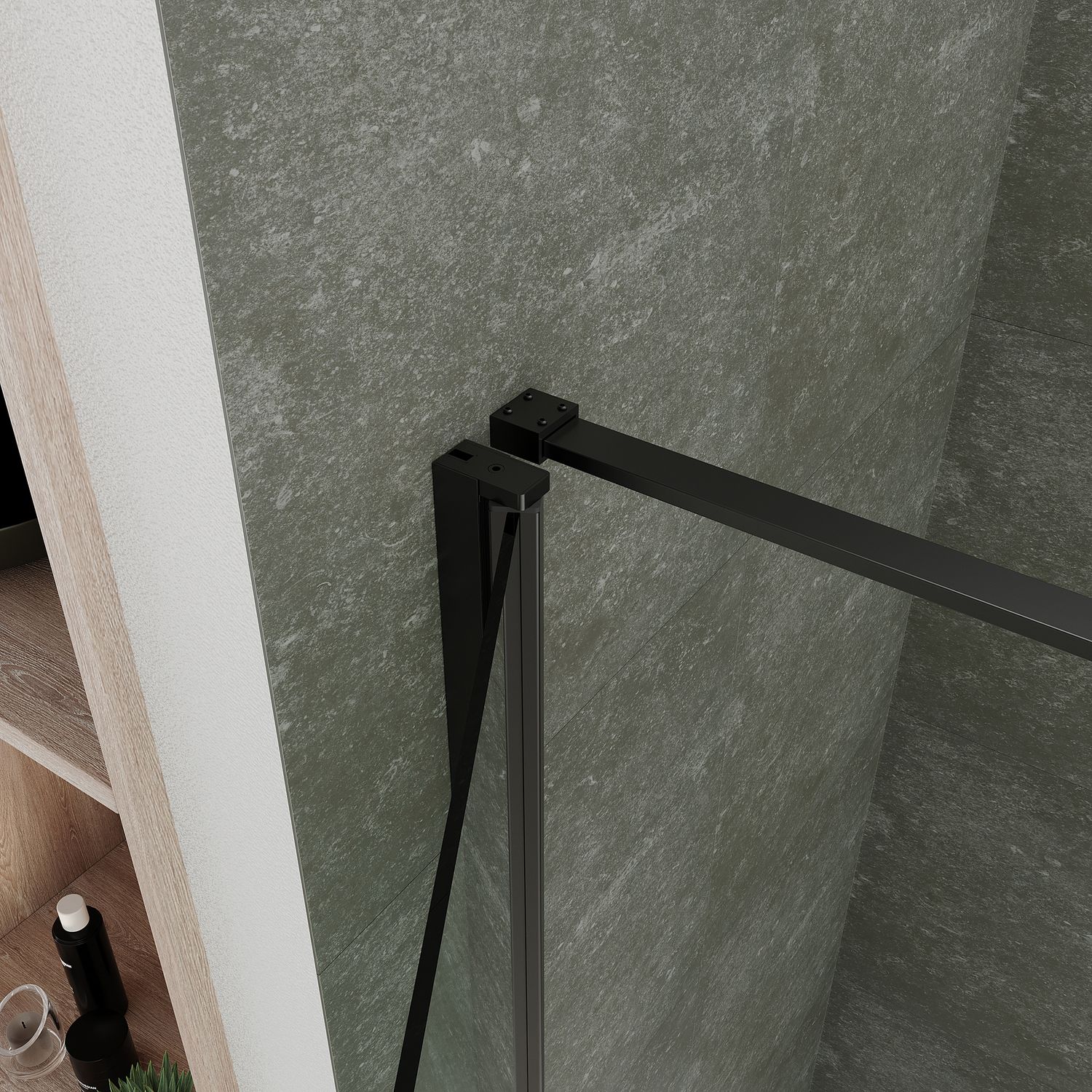 Fronteinstieg Hellen mit Klapptür und schwarzen Profilen aus ESG Sicherheitsglas