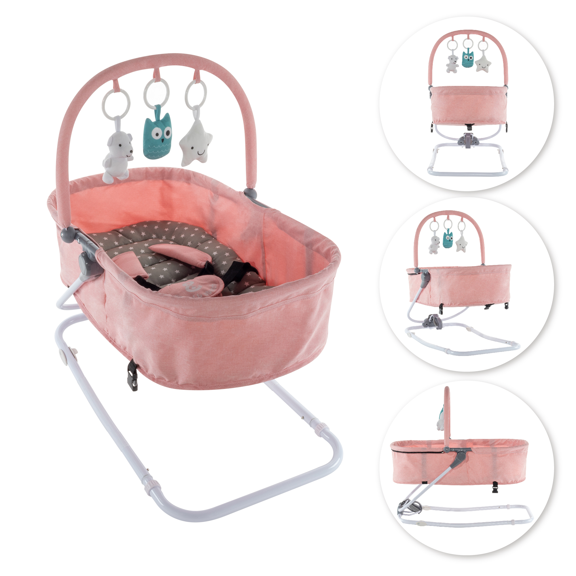 Baby cradle VIGO Baby Bouncer PAVO with Rocking Function and Play Arch
