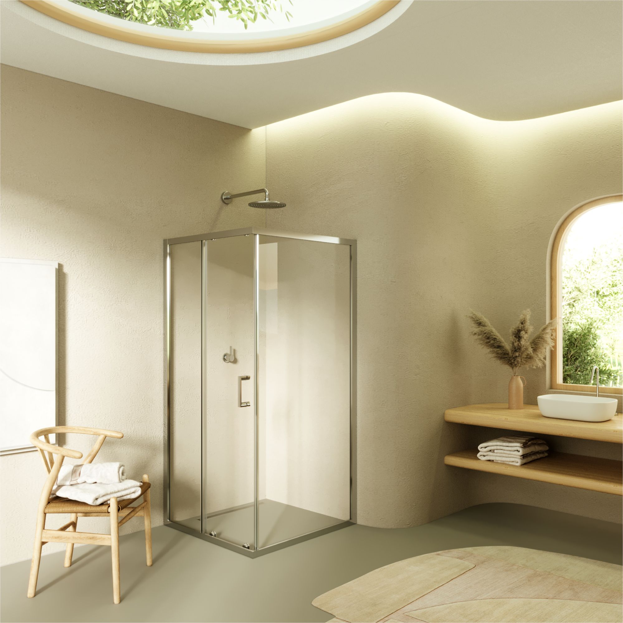 Fronteinstieg Dora mit Schiebetür aus ESG Sicherheitsglas