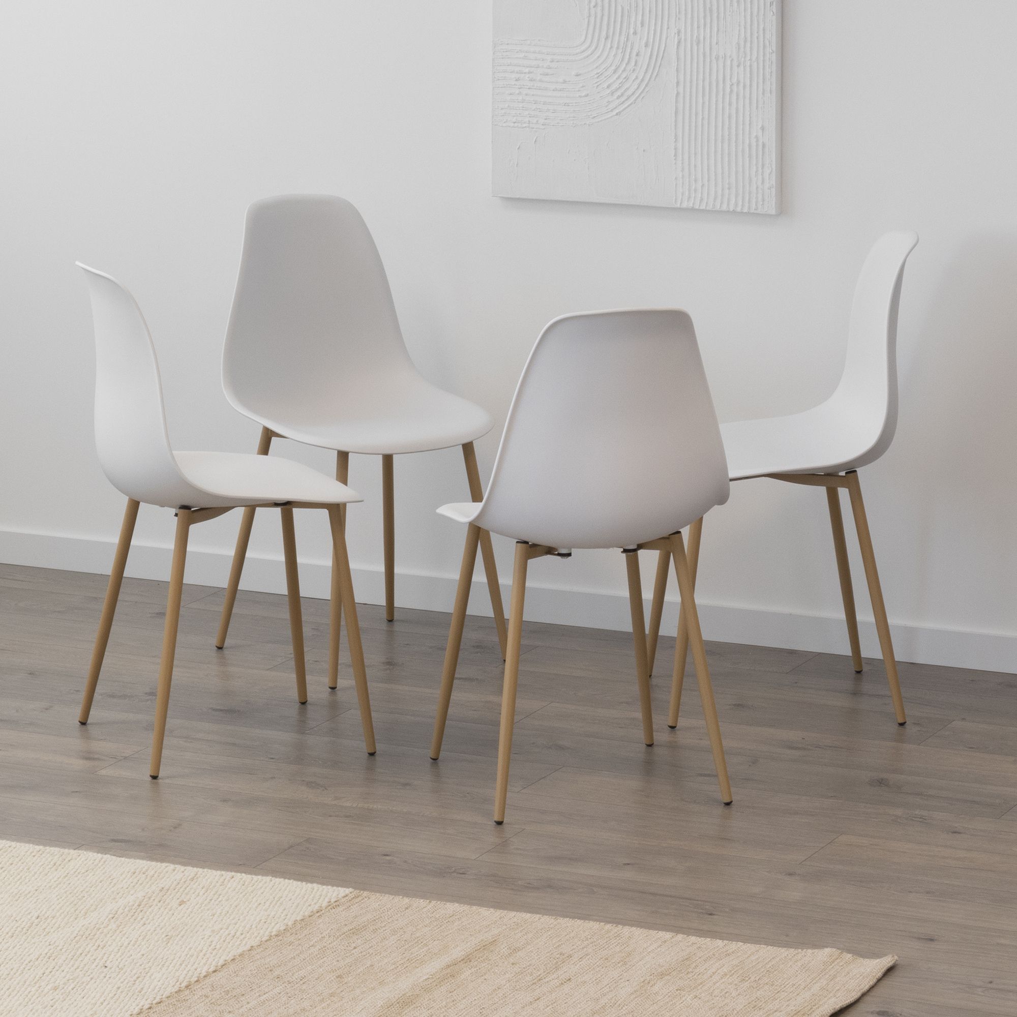 Esszimmerstuhl-Set HEMANS (4er-Set): Hochlehner mit eleganter Holzoptik und robusten Metallbeinen