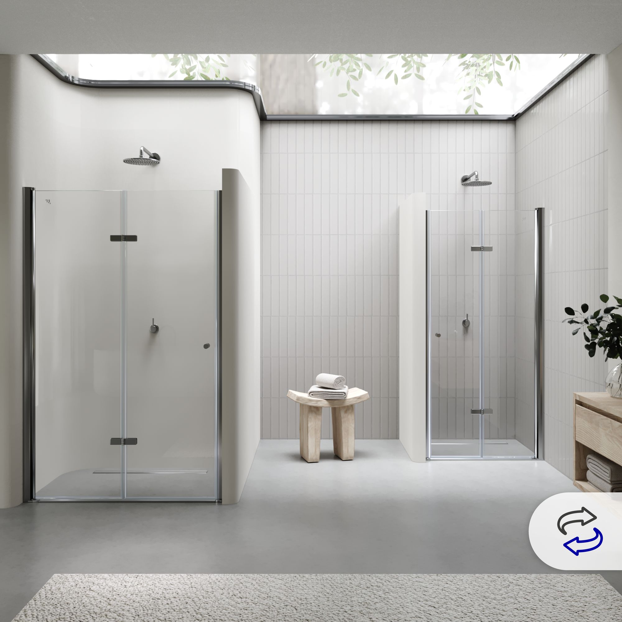 Duschtür Mila mit Falttür aus klarem ESG Sicherheitsglas Duschtür Mila mit Falttür aus klarem ESG Sicherheitsglas
