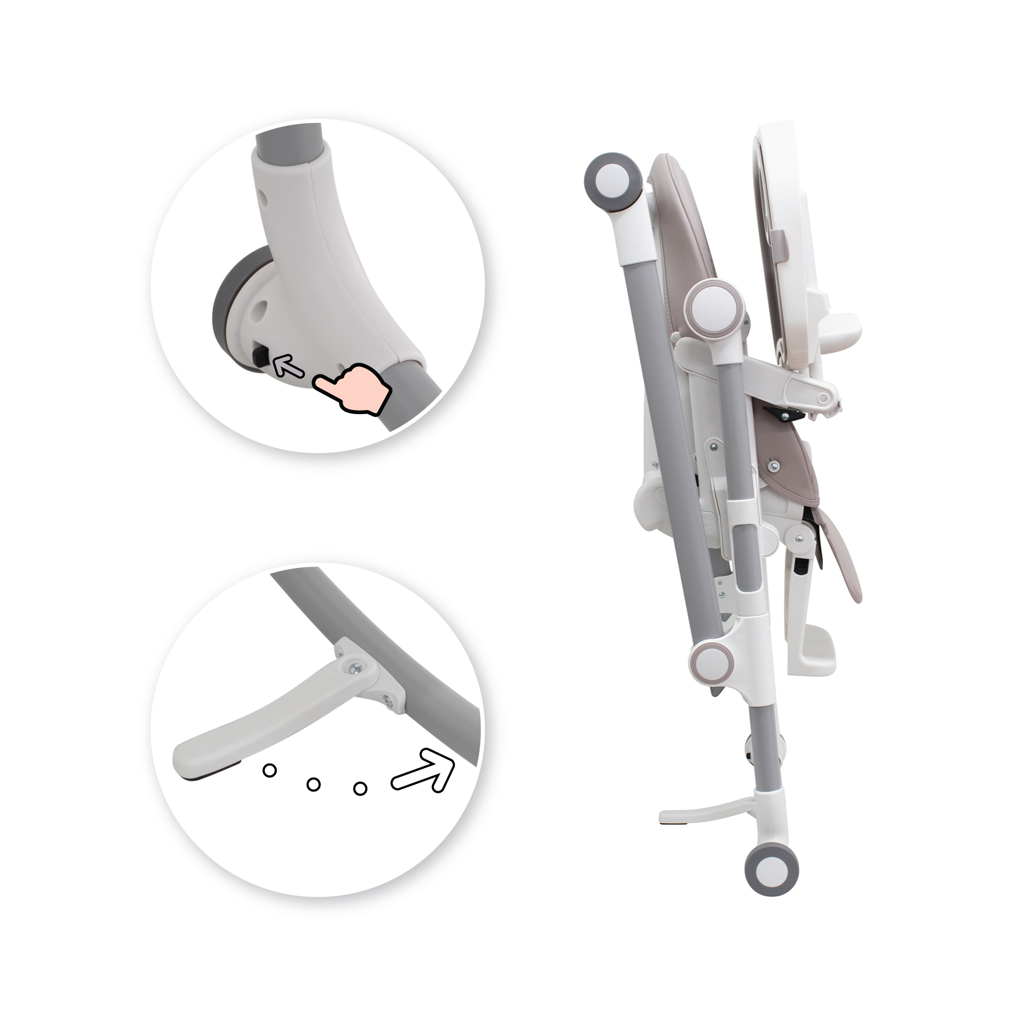 Q5-Details---Grey03 Kinderhochstuhl HUGO Babystuhl Verstellbar Klappbar