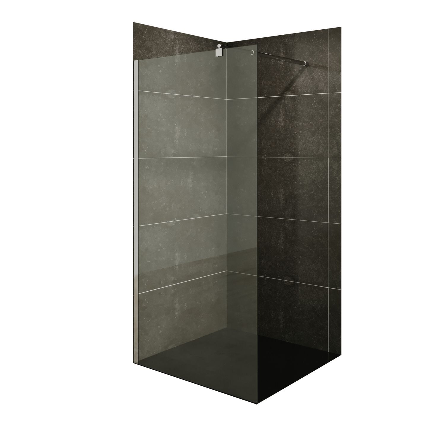 Walk-In Shower Fiona made of 10 mm thick ESG safety glass and stainless steel profile.