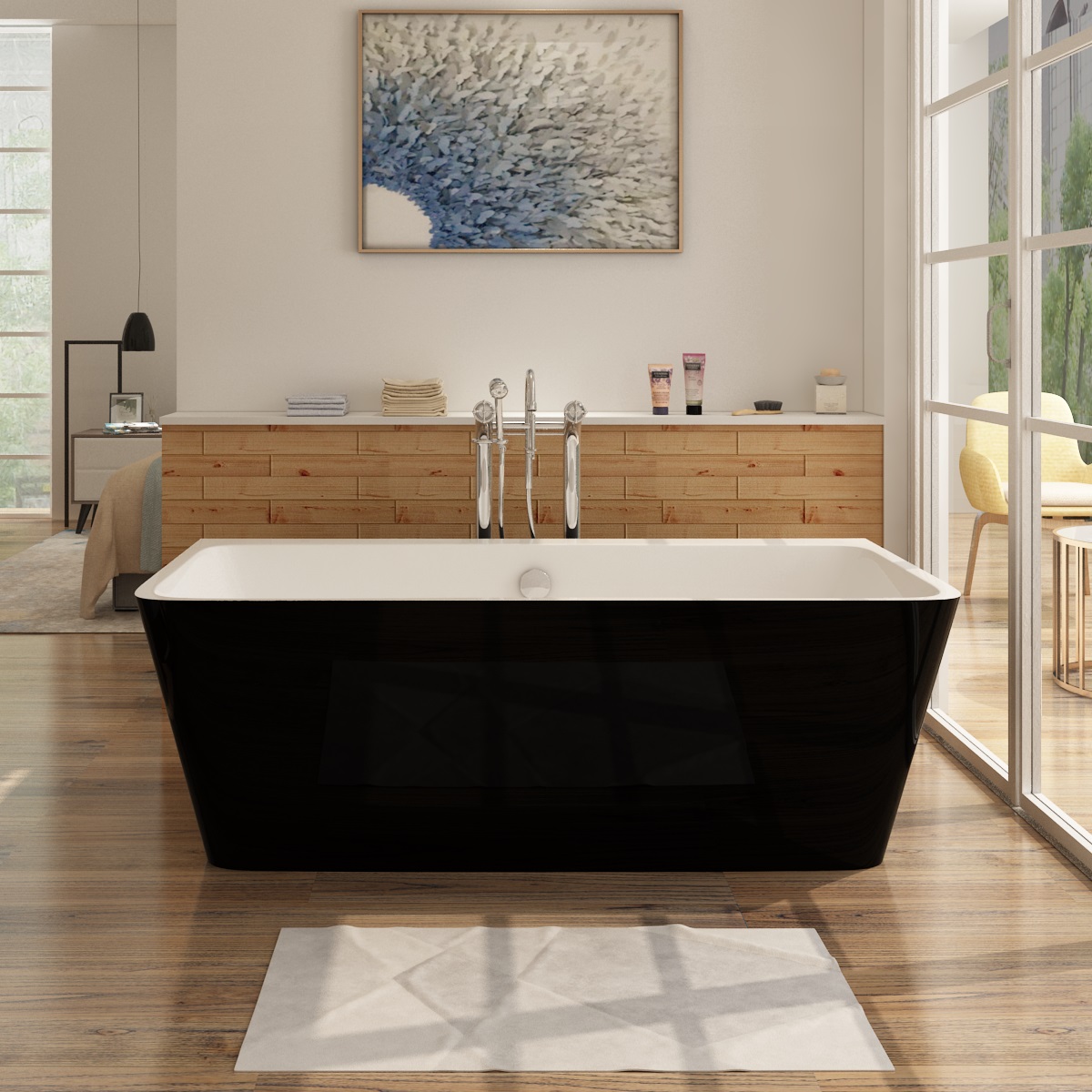 Badewanne aus Sanitäracryl Malmö Schwarz-Weiß - ALLE GRÖßEN Badewanne aus Sanitäracryl Malmö Schwarz-Weiß - ALLE GRÖßEN