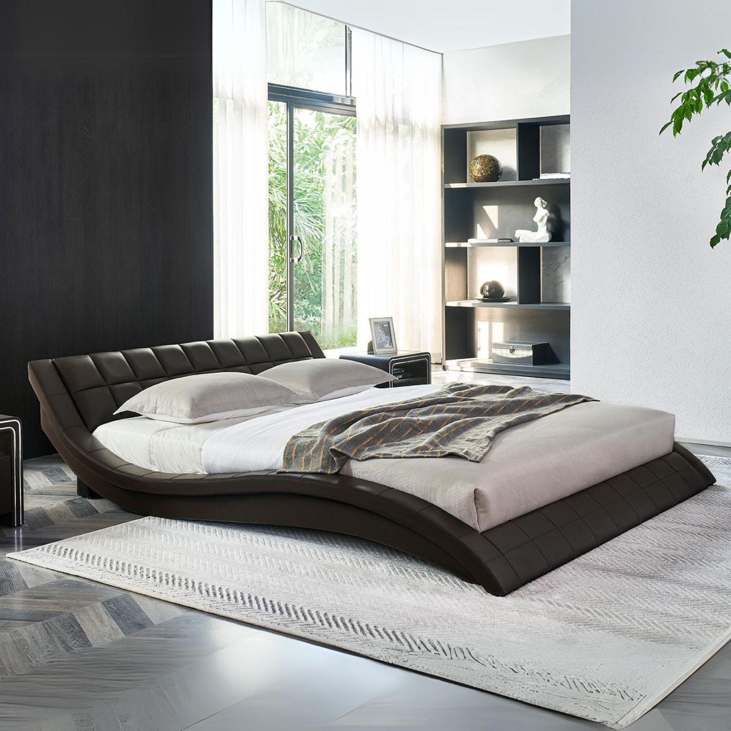 Design Polsterbett Raul in Braun