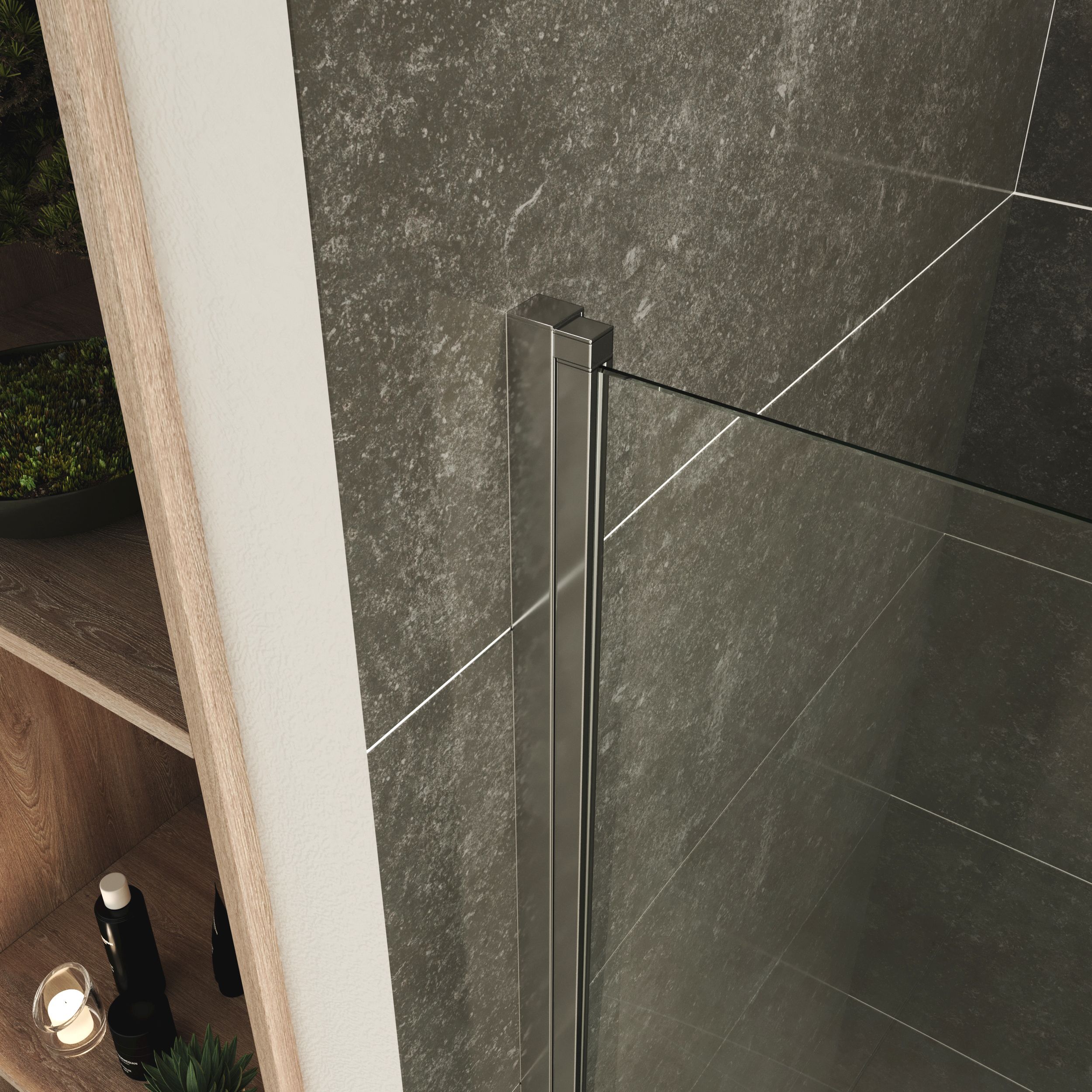 Corner Entry Matilde with Folding Doors made of ESG Safety Glass Matilde – Eckeinstieg mit Falttüren aus ESG Sicherheitsglas
