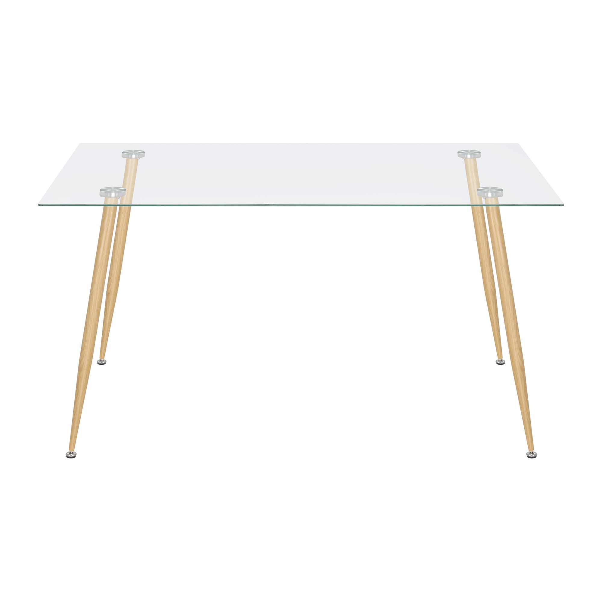 Esszimmer-Tisch BEALE | Tischplatte: Transparentes Glas | Beine: Holz 160 cm