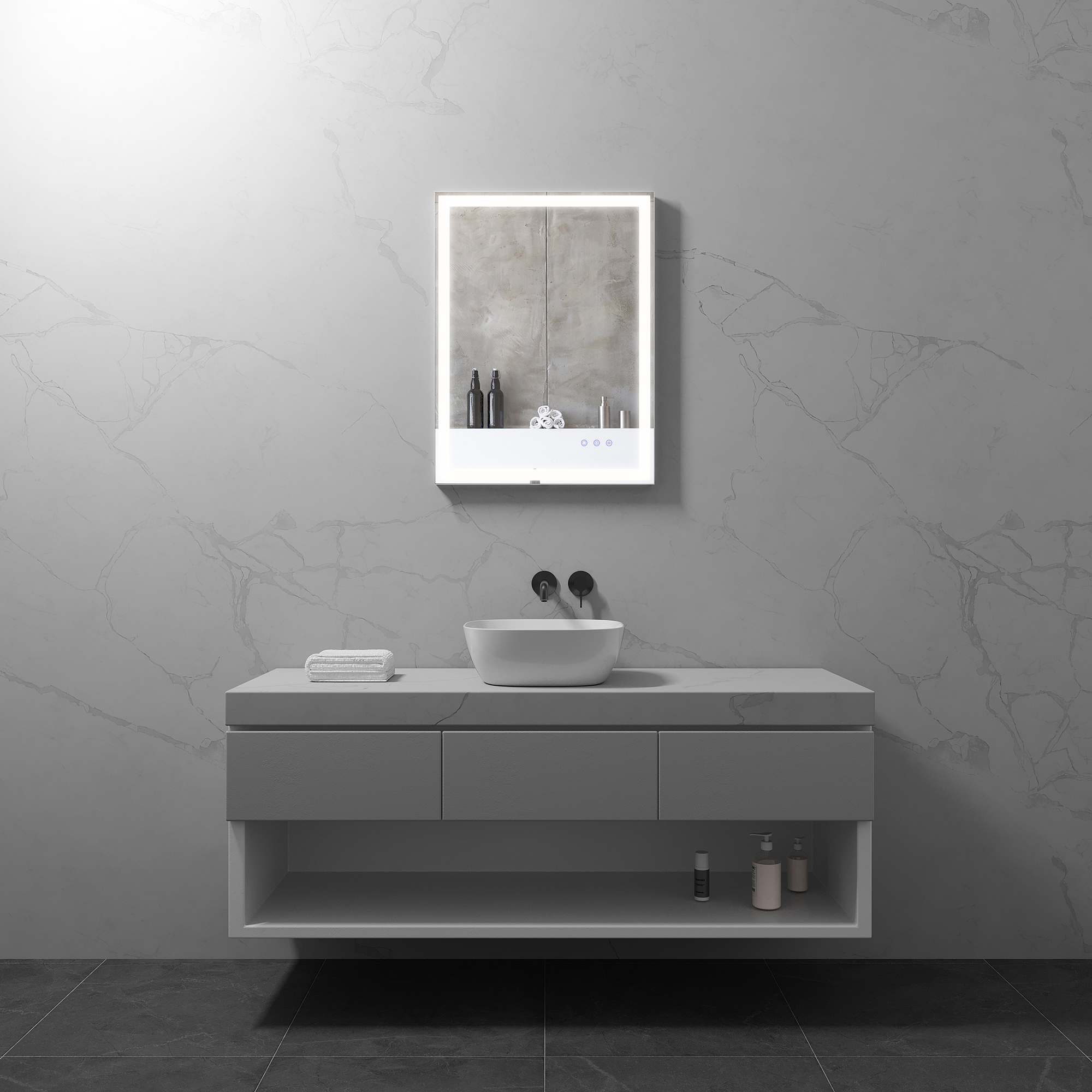 LED Badezimmer Spiegel Cadre mit dimmbarer Beleuchtung, Antibeschlag-Funktion und Farbwechsel LED Badezimmer Spiegel Cadre mit dimmbarer Beleuchtung, Antibeschlag-Funktion und Farbwechsel