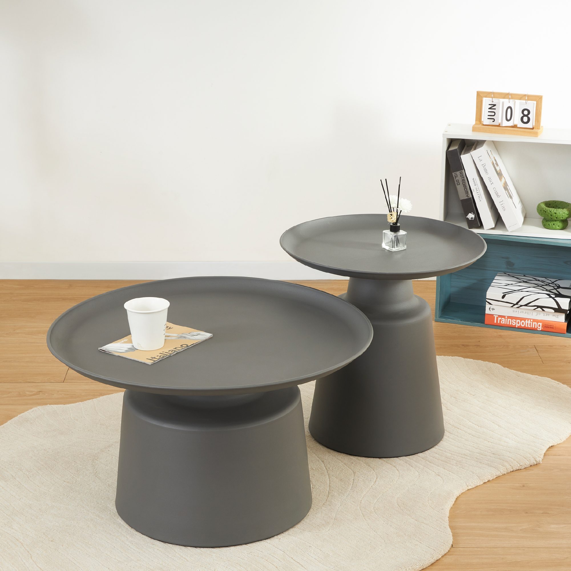 Couchtisch / Beistelltisch ONAT | Metallstruktur in Schwarz - 2er Set