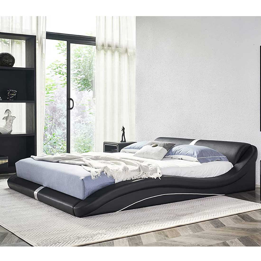 Design Polsterbett Paola in Schwarz Design Polsterbett Paola in Schwarz 200x200 cm