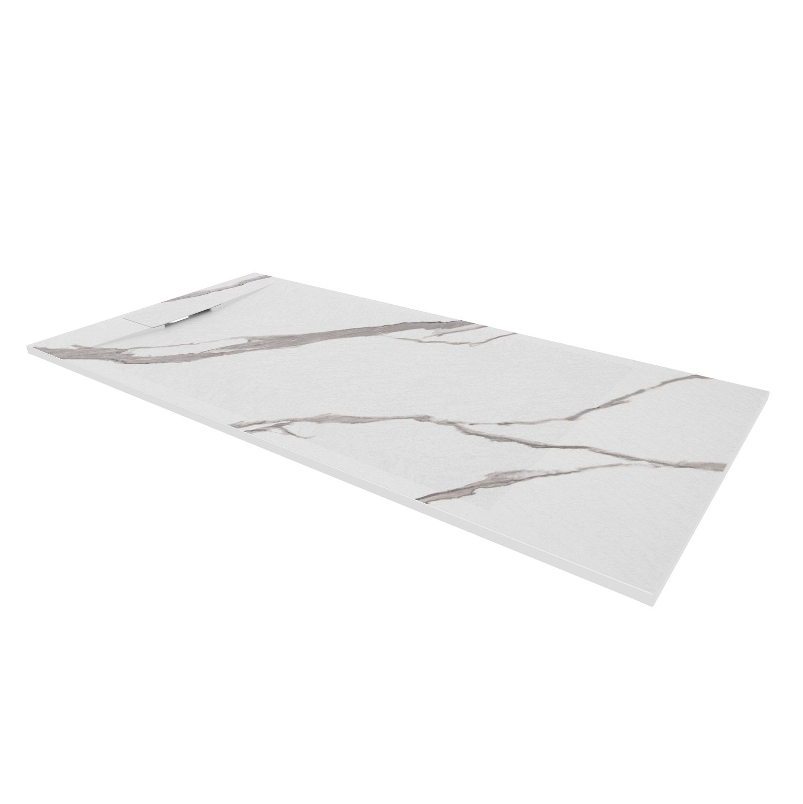 SMC Shower Tray Polar in Marble Look with Drain Assembly - White SMC Shower Tray Polar in Marble Look with Drain Assembly - White