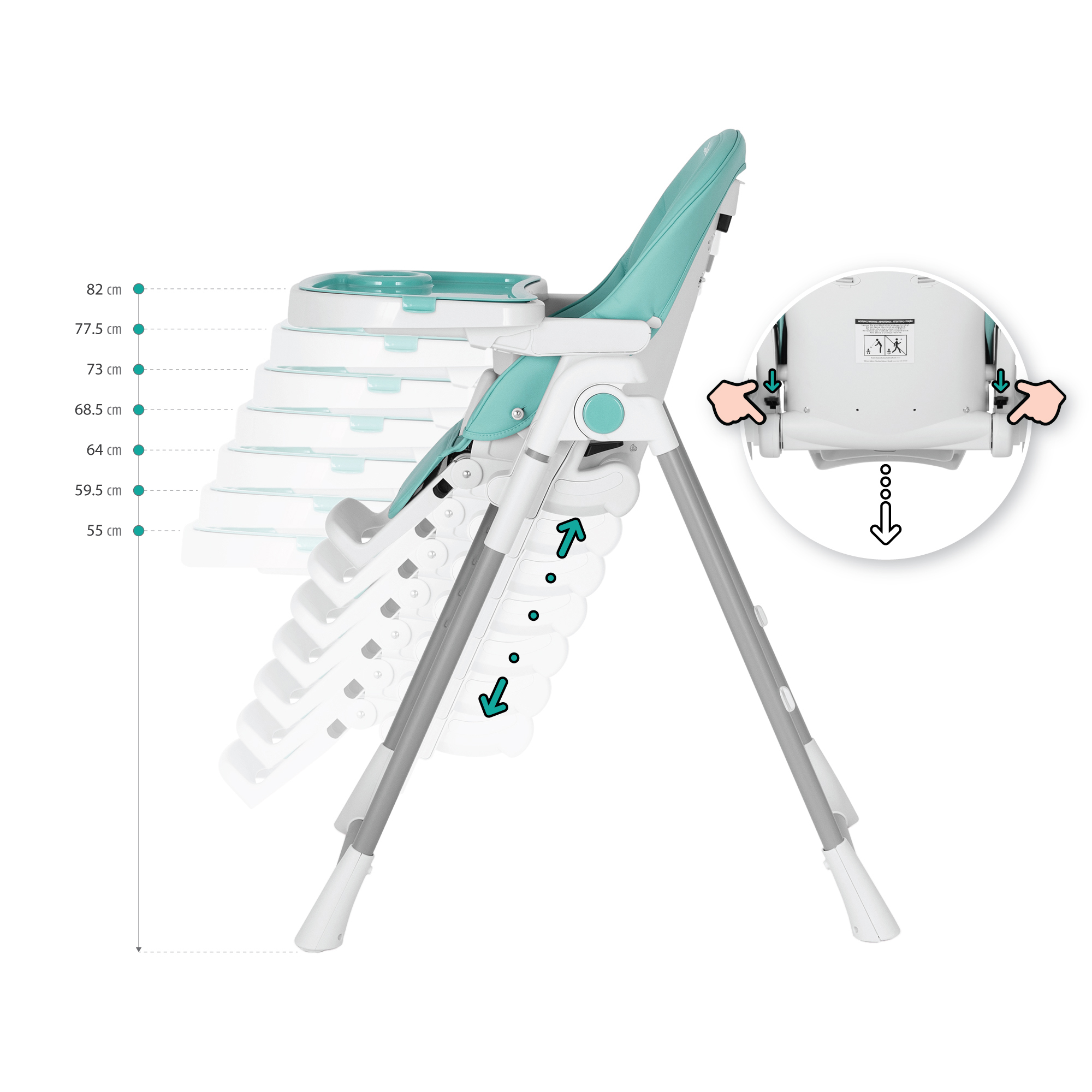 08.1 TANELI – Child High Chair - Adjustable Baby Chair, Foldable with Play Arch