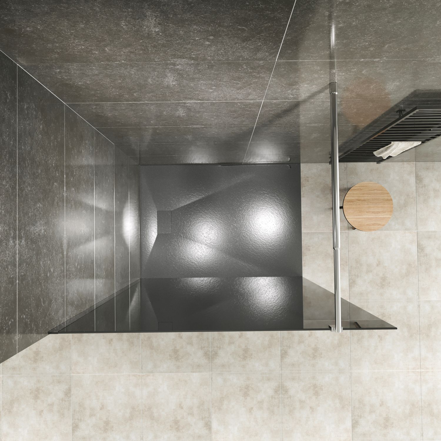 Walk In Dusche Fiona aus 10 mm getöntem Sicherheitsglas und Edelstahl Walk-In Shower FIONA made of 10 mm tinted safety glass and stainless steel