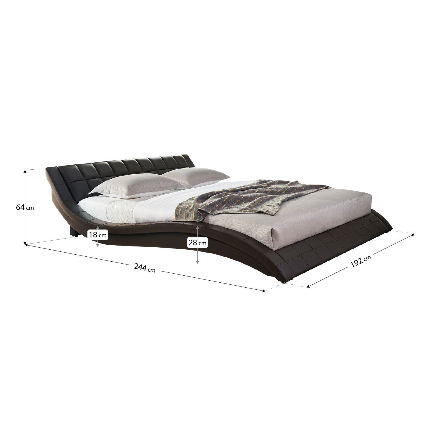 Polsterbett Raul in Braun 160x200 cm Raul – Design Polsterbett in Braun