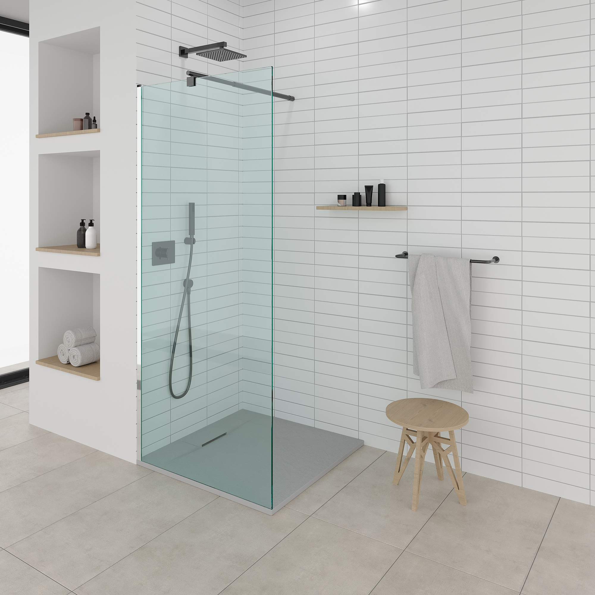 Duschwanne Shimmer aus Sanitäracryl inkl. Ablaufgarnitur - Grau