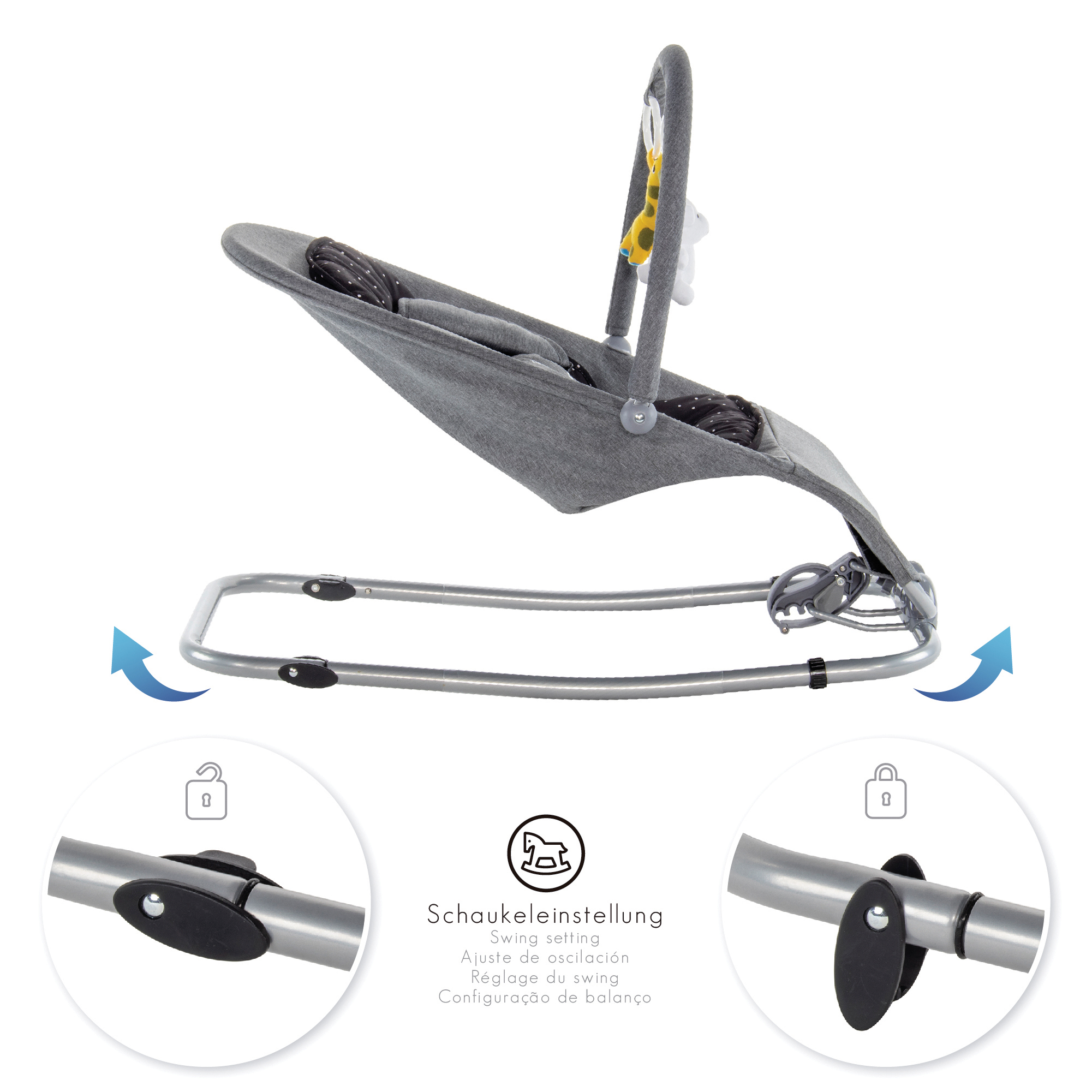 VIENO Baby bouncer with removable cover and play arch