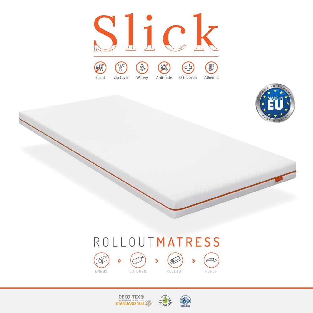 Matratze Slick aus PUR-Schaum 12cm mit abnehmbarem Bezug Slick 90x200cm