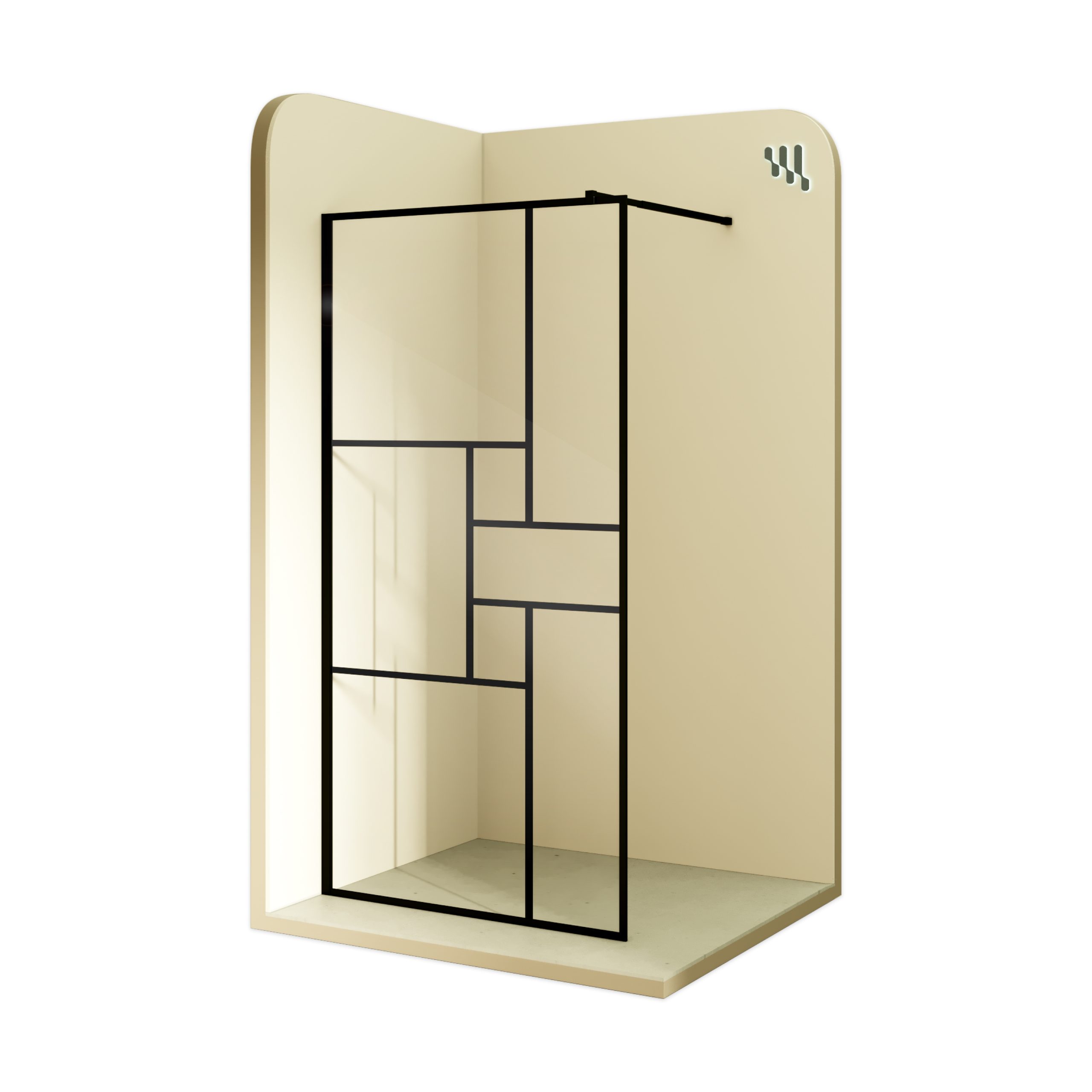 Walk-In Shower Gianna-R BLACK made of 8 mm thick transparent ESG safety glass.