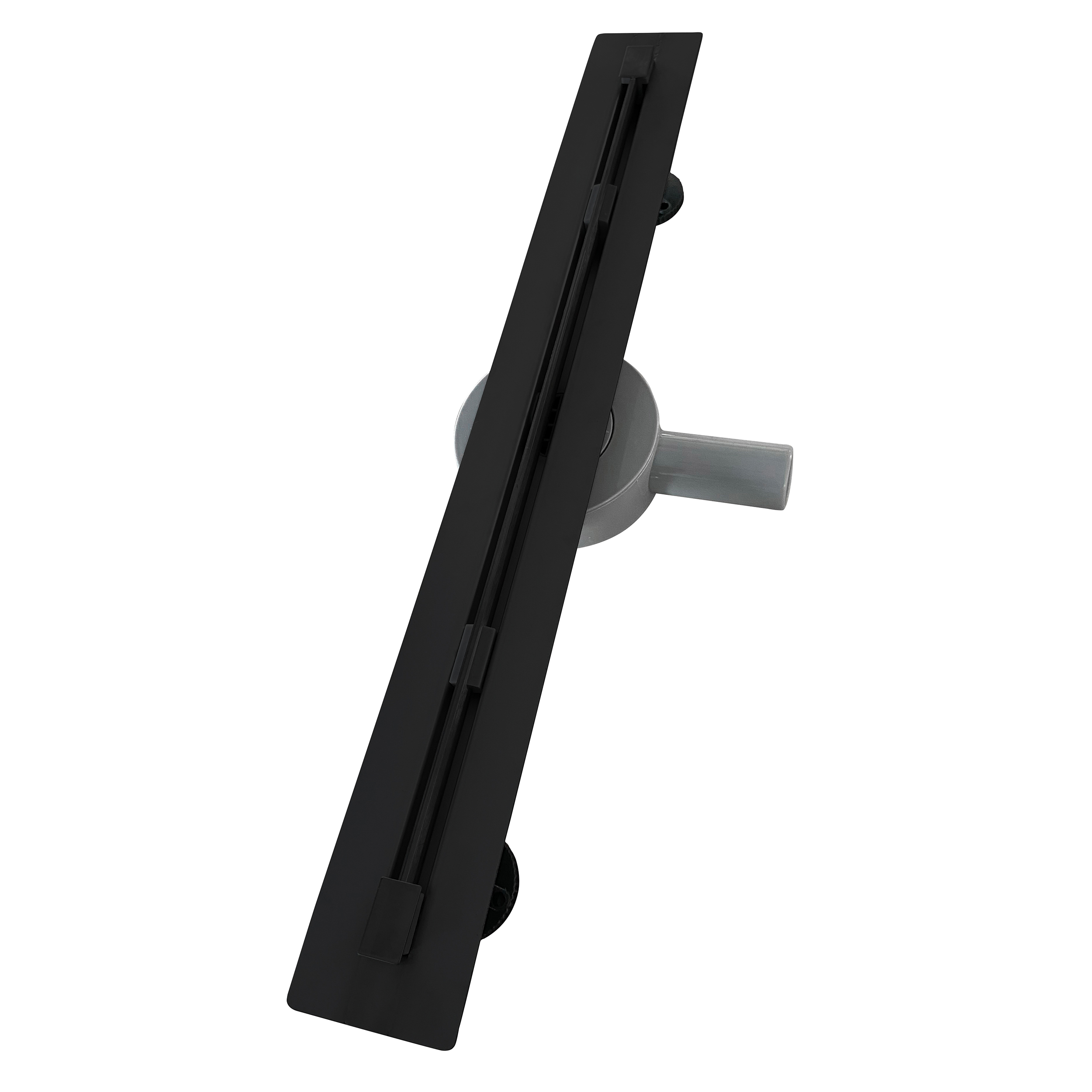 Duschrinne aus Edelstahl sehr flach - Siphon 360 Grad beweglich - Linear Schwarz B13 90 cm