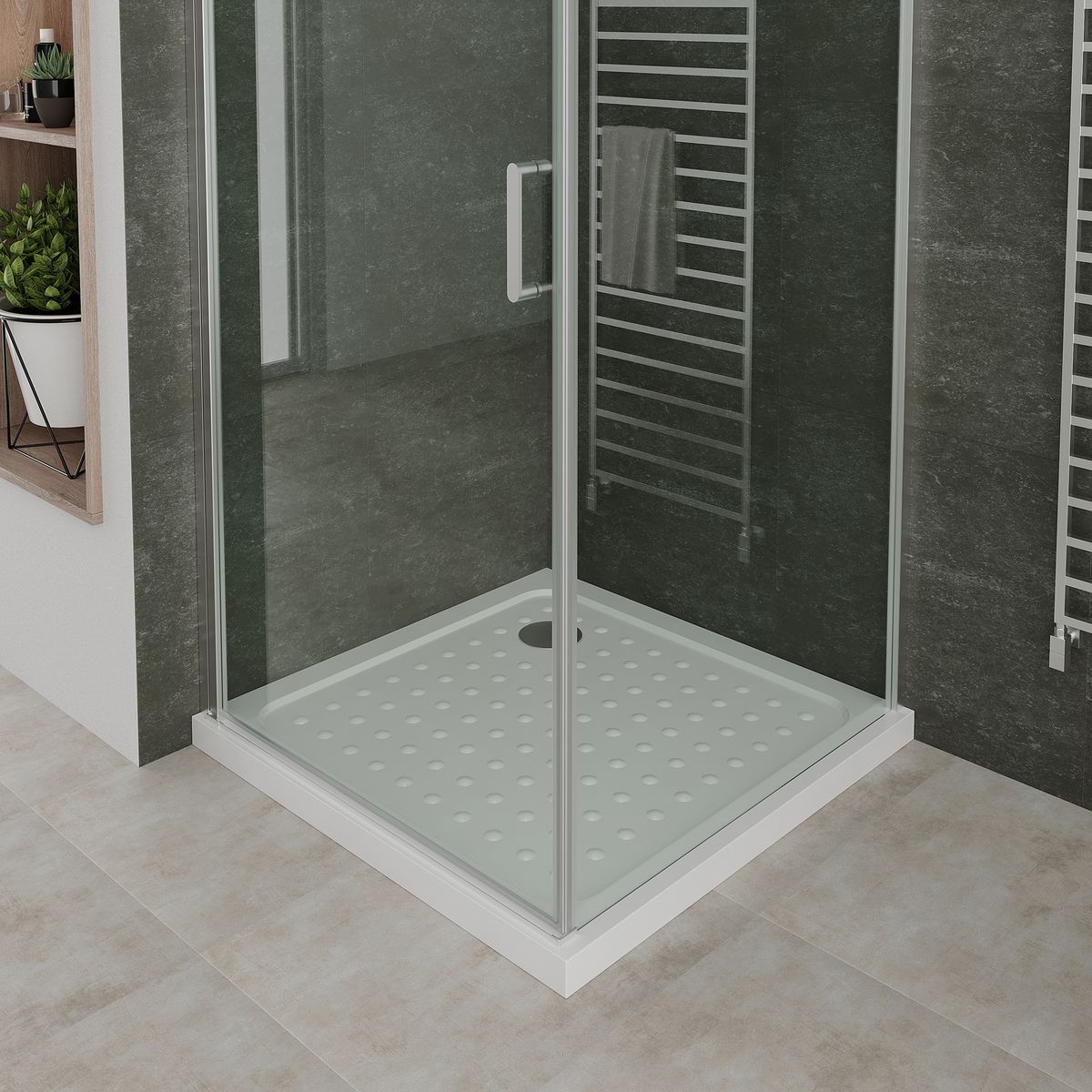 Fronteinstieg Hellen mit Klapptür aus ESG Sicherheitsglas