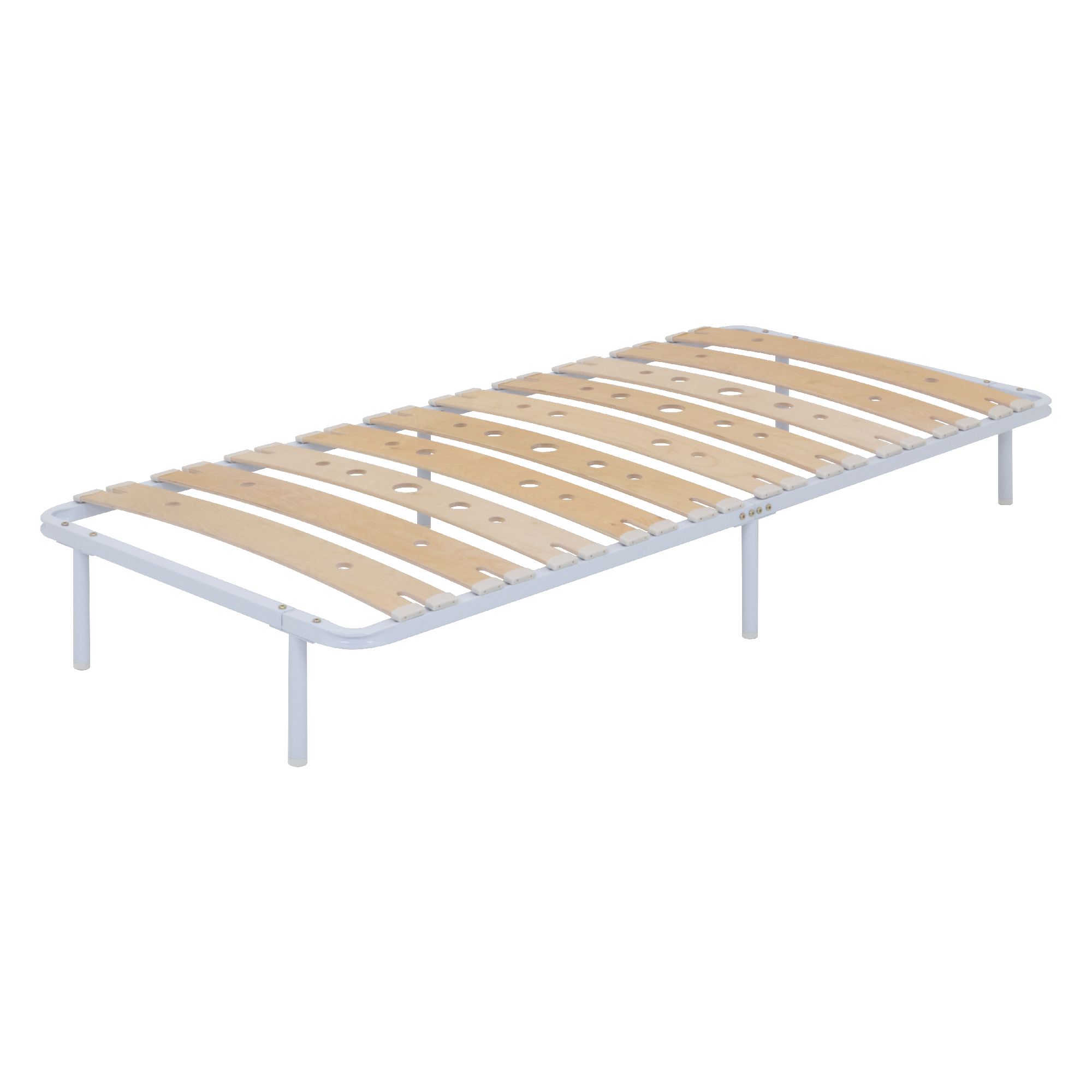 AUSTEN – Metallbett WHITE mit Holzlamellen – Stabiler Metallrahmen in Weiß