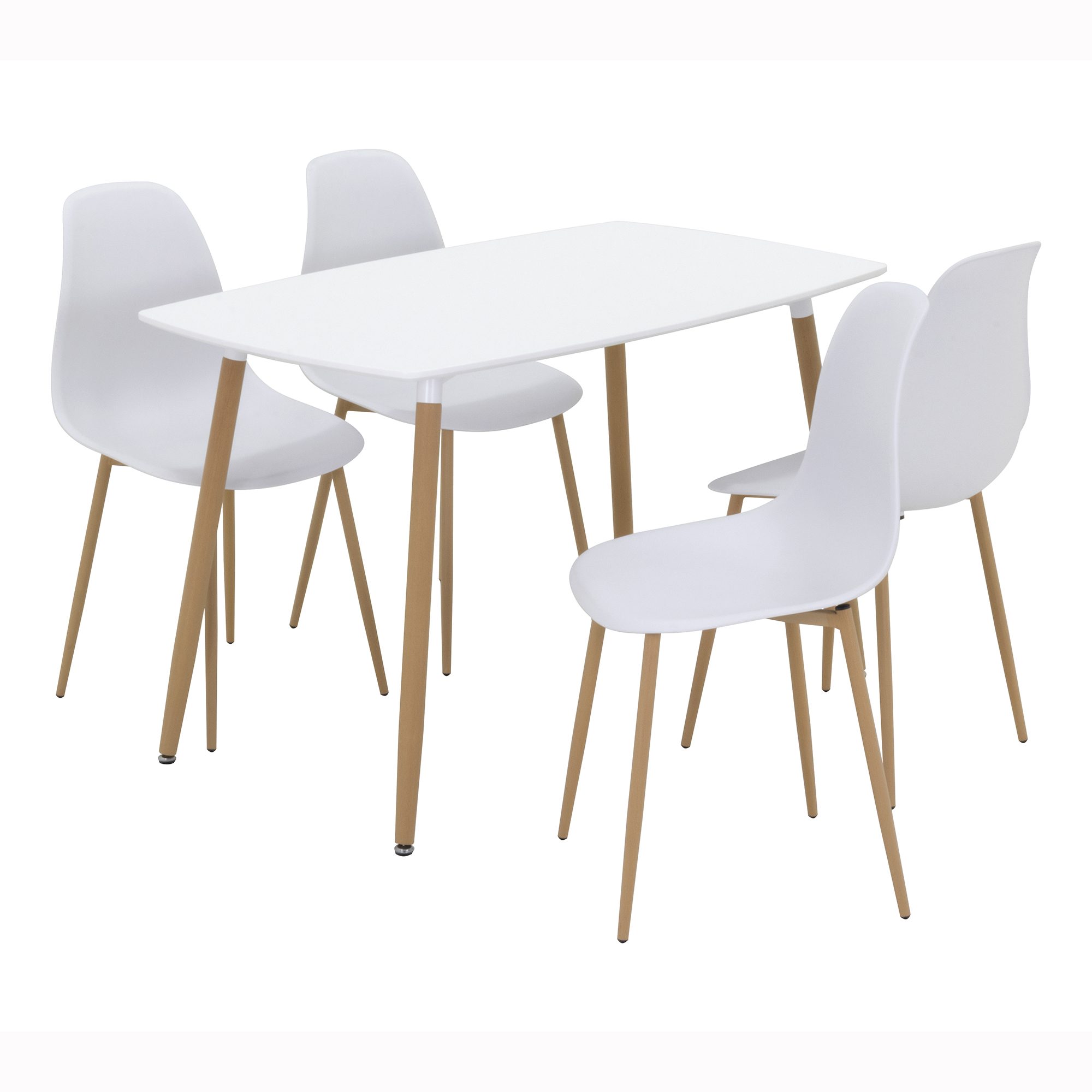 Set Tisch Felicia + 4 Stühle Hemans Weiß