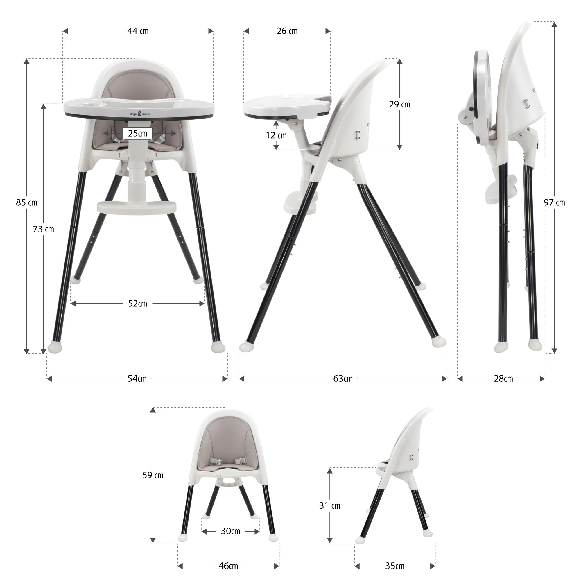 Children's High Chair KARLO - Baby Chair with Dining Tray