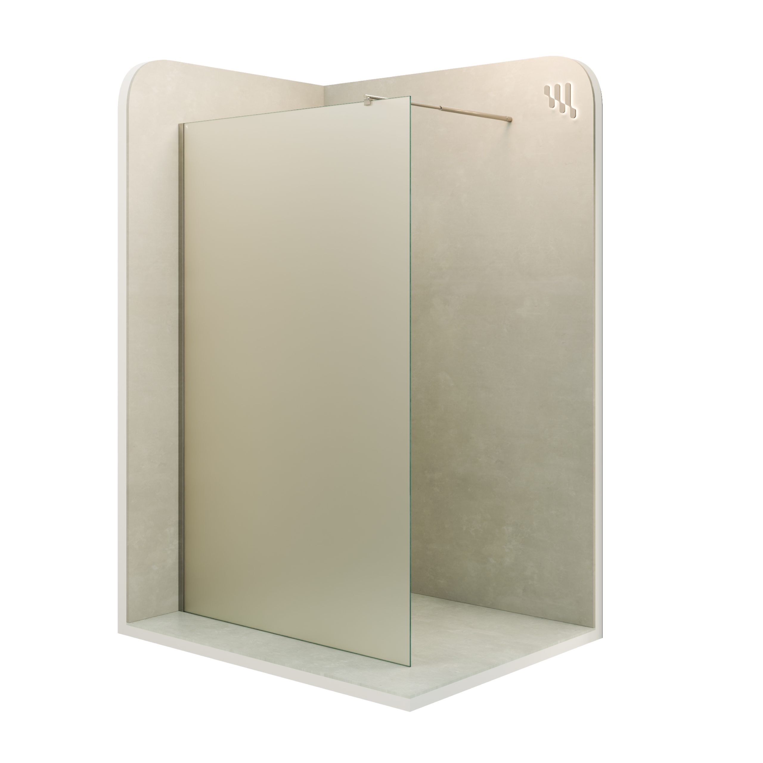 Walk-In Shower Fiona made of 10 mm thick frosted ESG safety glass and stainless steel profile. Fiona – Walk-In Shower made of 10 mm thick frosted ESG safety glass and stainless steel profile.