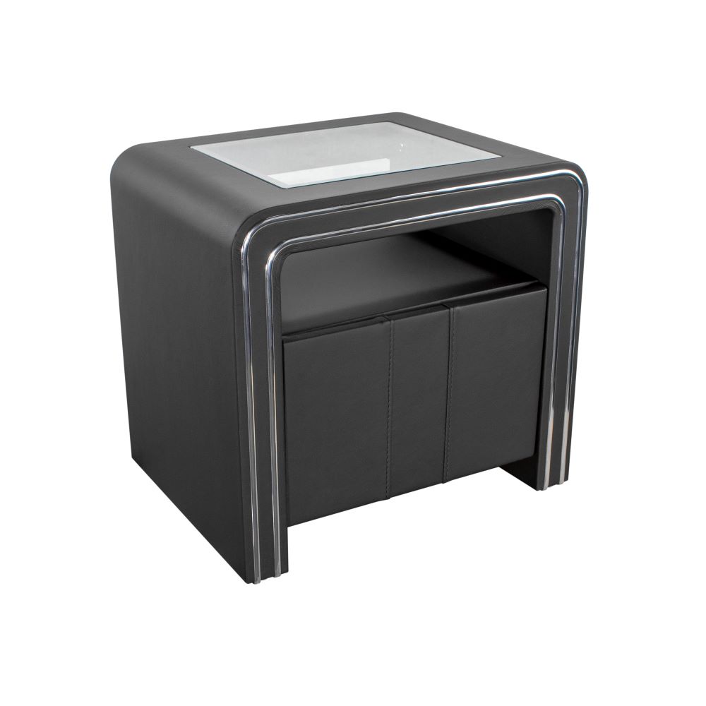 Nachttisch Kommode Nachtkonsole Schwarz aus hochwertigem Kunstleder - S85 Nachttisch Kommode Nachtkonsole Schwarz aus hochwertigem Kunstleder - S85