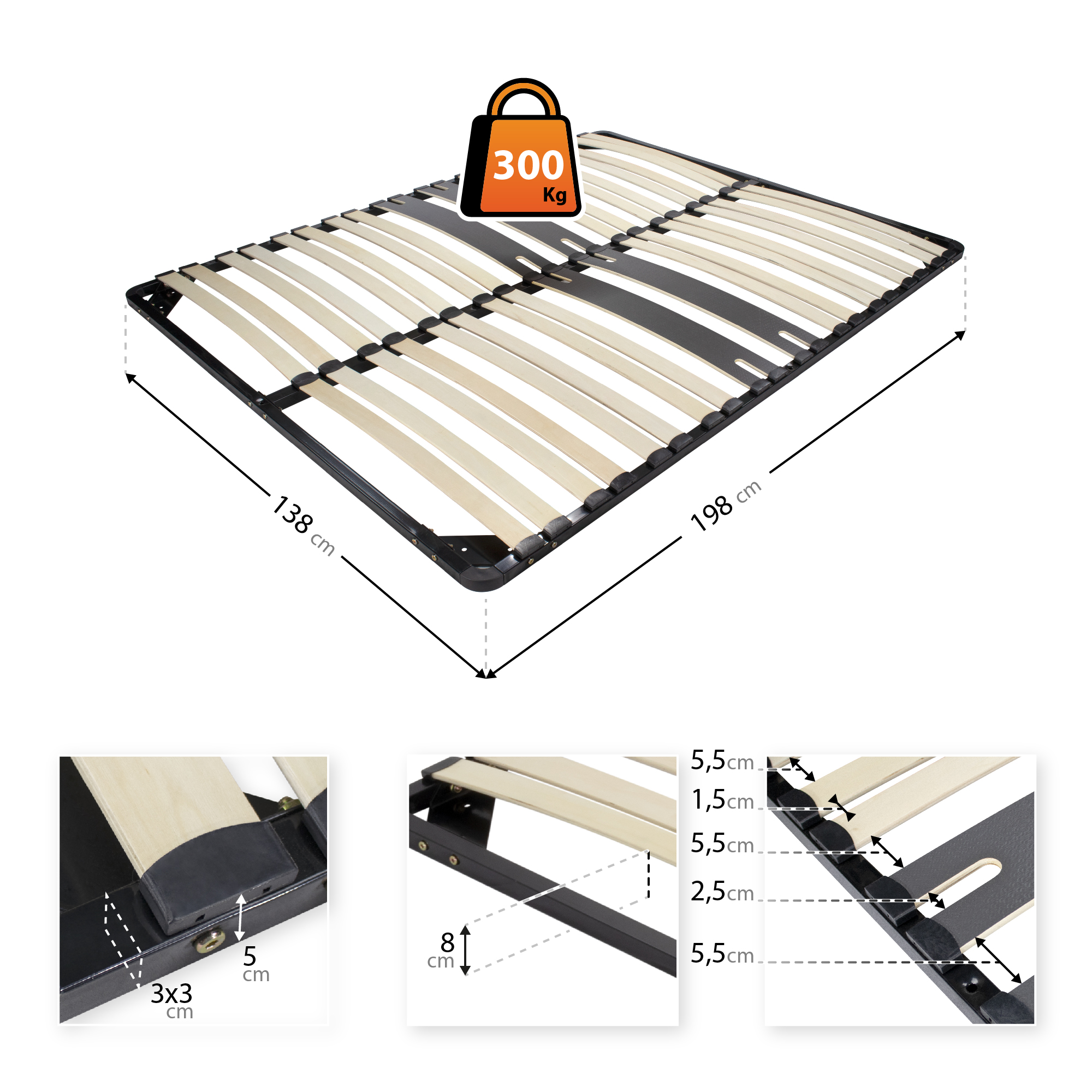 Ergo IF28 - 140x200 cm ERGO – Lattenrost IF28 aus stabilem Metall - für alle Matratzen geeignet