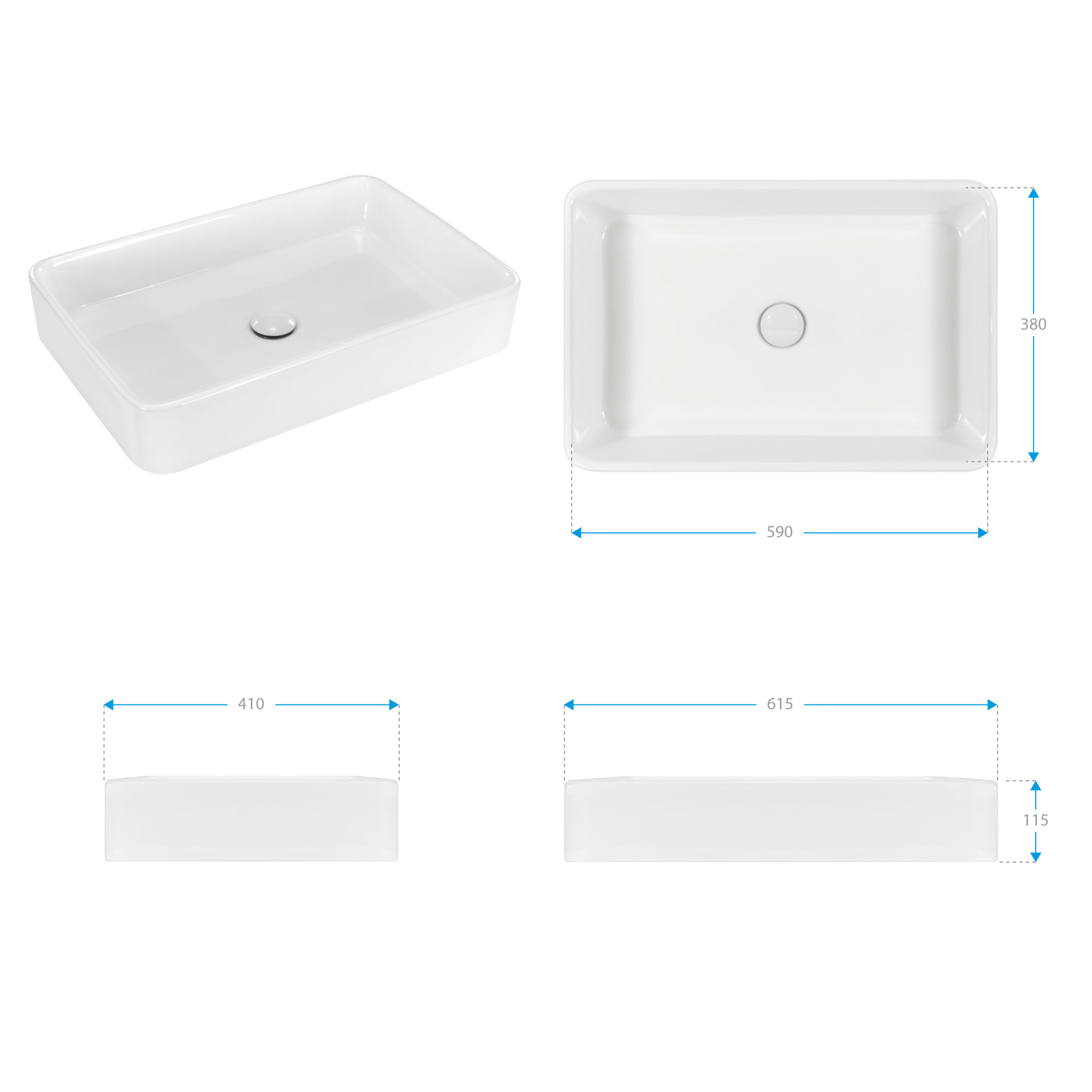 Design Keramik Waschbecken Lamone in Weiß Design Keramik Waschbecken Lamone in Weiß