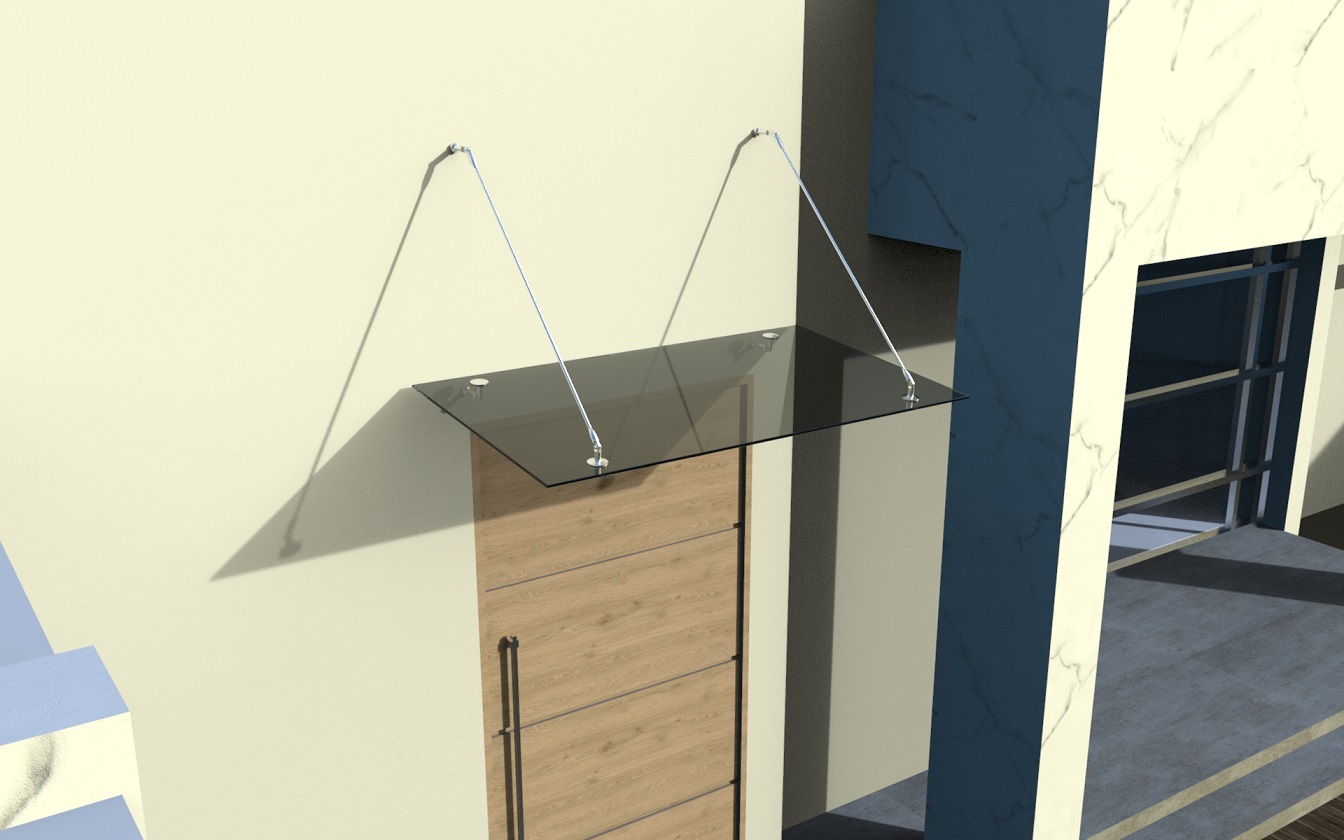 Glasvordach Edelstahl Türvordach Glas Halterung Haustür Getönt VSG - diverse Größen