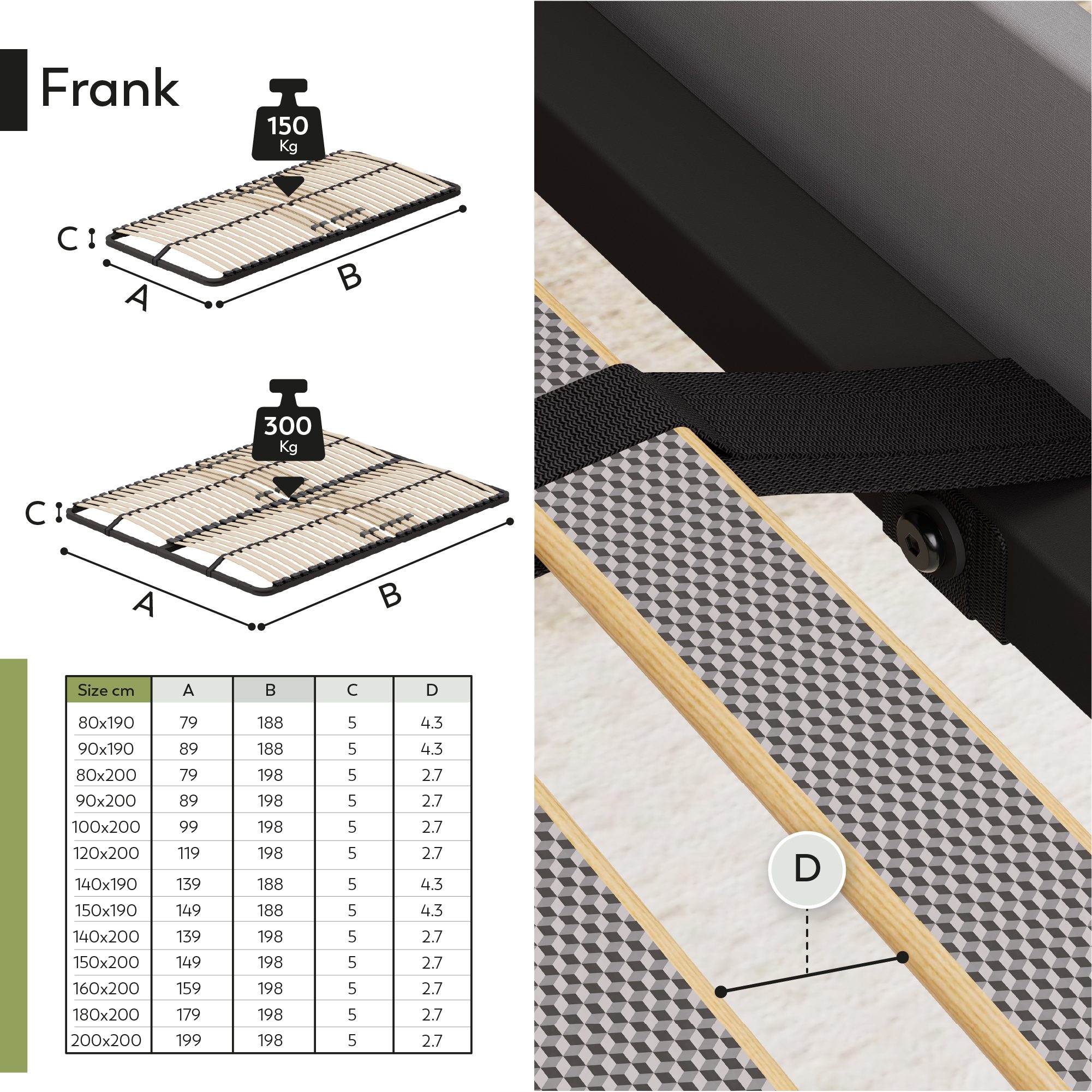 Slatted Frame ORTHO with Sturdy Metal Frame - Suitable for All Mattresses