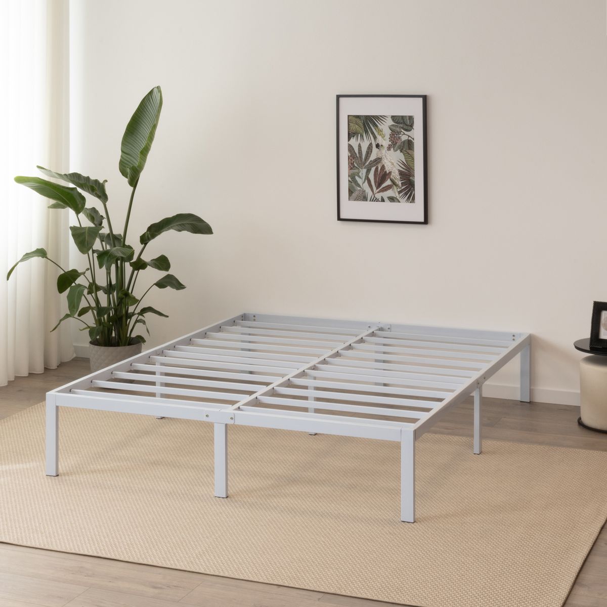 140x190cm Bettgestell – Gästebett Metallbett Sappho White mit Stauraum