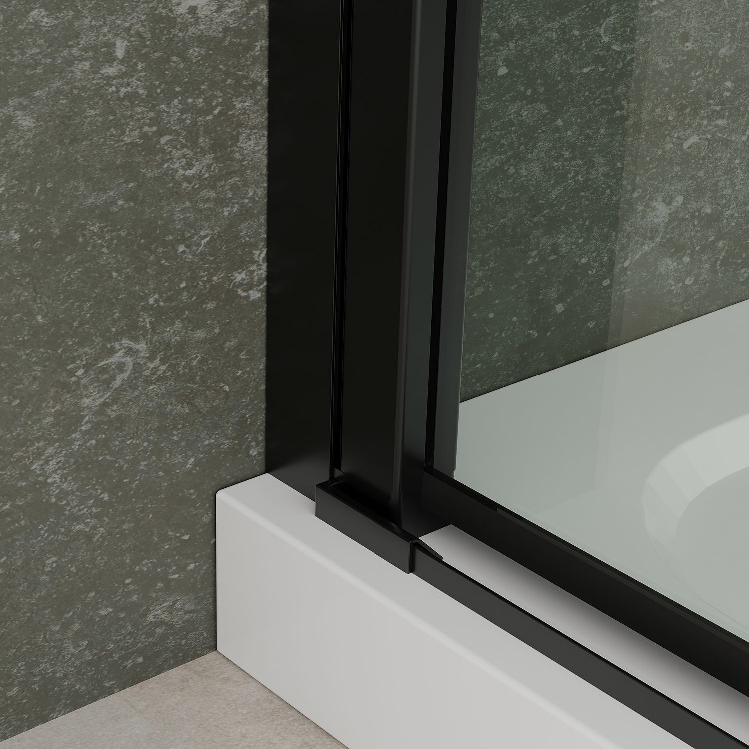 Fronteinstieg Hellen mit Klapptür und schwarzen Profilen aus ESG Sicherheitsglas Fronteinstieg Hellen mit Klapptür und schwarzen Profilen aus ESG Sicherheitsglas