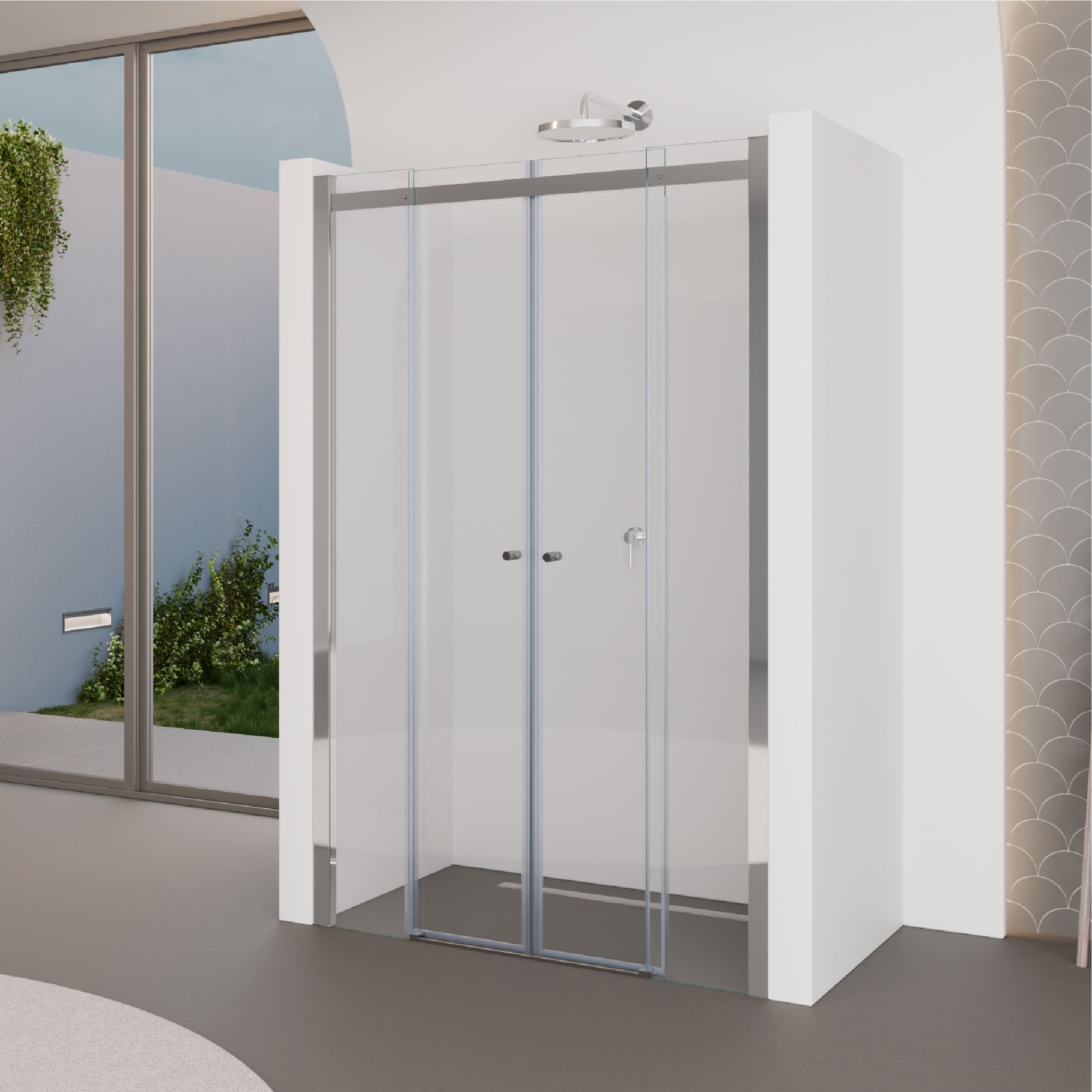 Shower Door Niche Door Kaylee DD with Sliding Door made of 6mm Tempered Clear Glass Kaylee – Shower Door Niche Door DD with Sliding Door made of 6mm Tempered Clear Glass