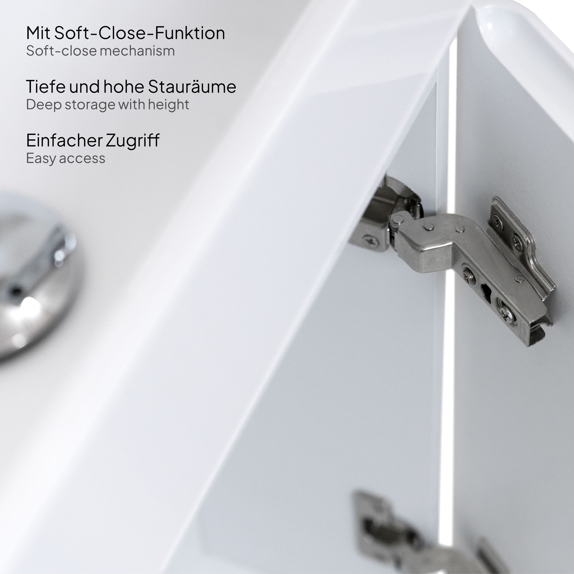 Kompakt-Badmöbel Galene 45 cm – Weiß Hochglanz, Mineralguss-Waschtisch, Wandhängend Kompakt-Badmöbel Galene 45 cm – Weiß Hochglanz, Mineralguss-Waschtisch, Wandhängend