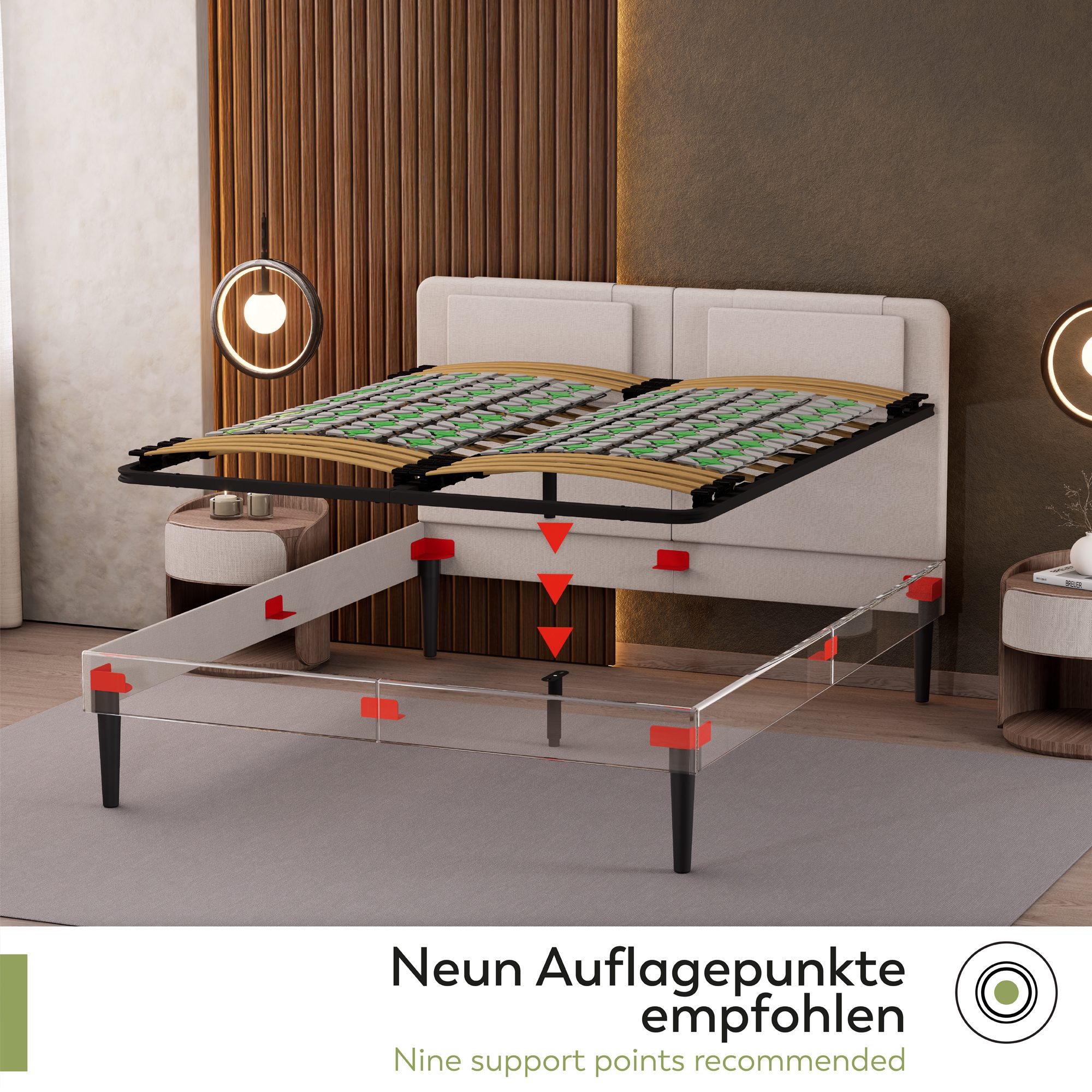 Tellerlattenrost IVOR – ergonomischer Lattenrost mit Tellerfedern & stabilem Metallrahmen